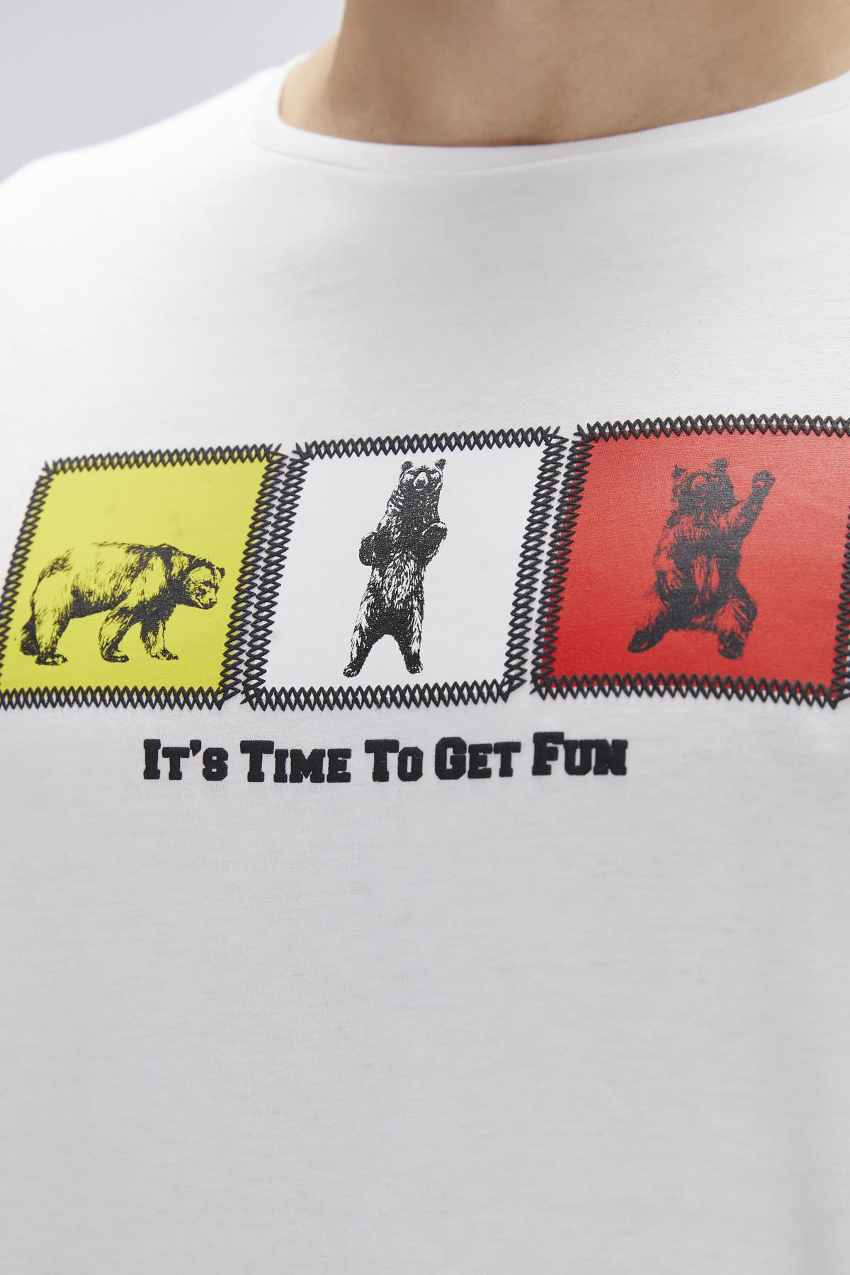 Entree Beyaz Erkek Baskılı Tişört