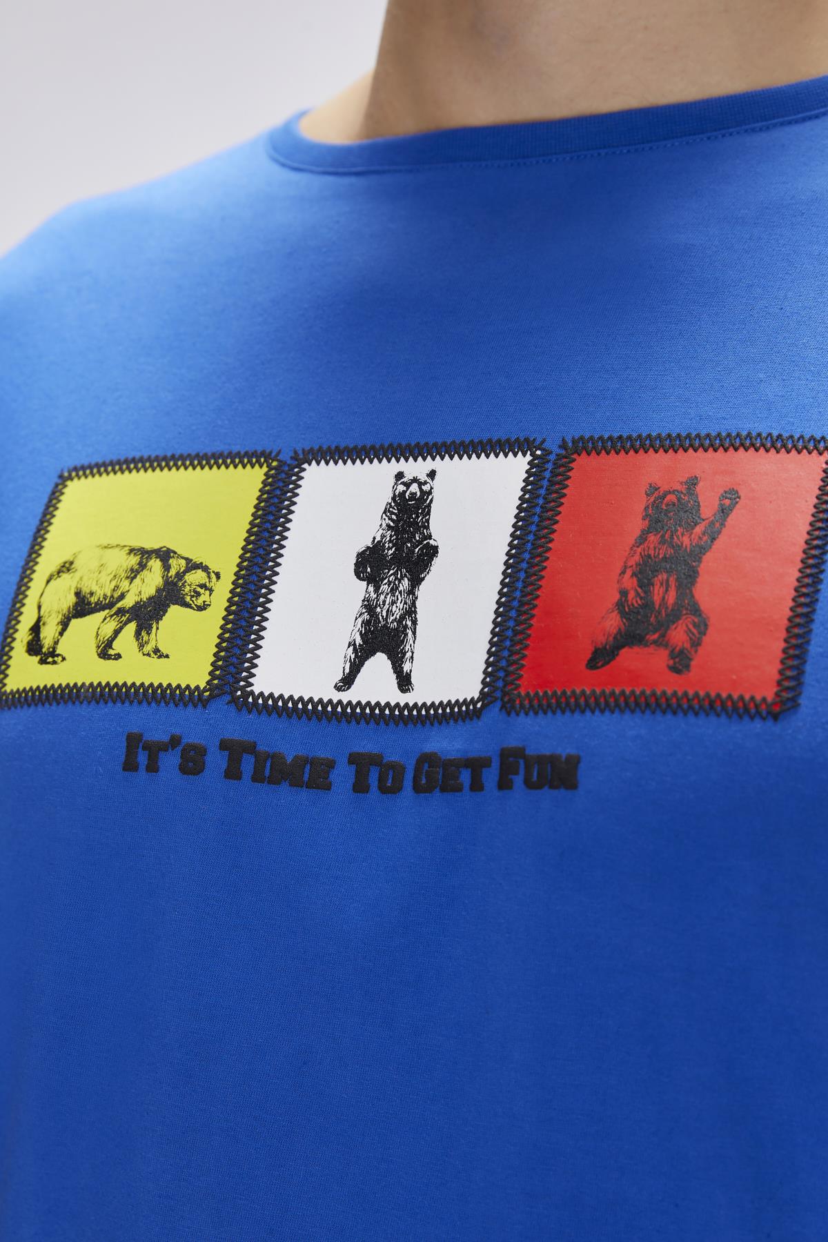 Entree Saks Mavisi Erkek Baskılı Tişört