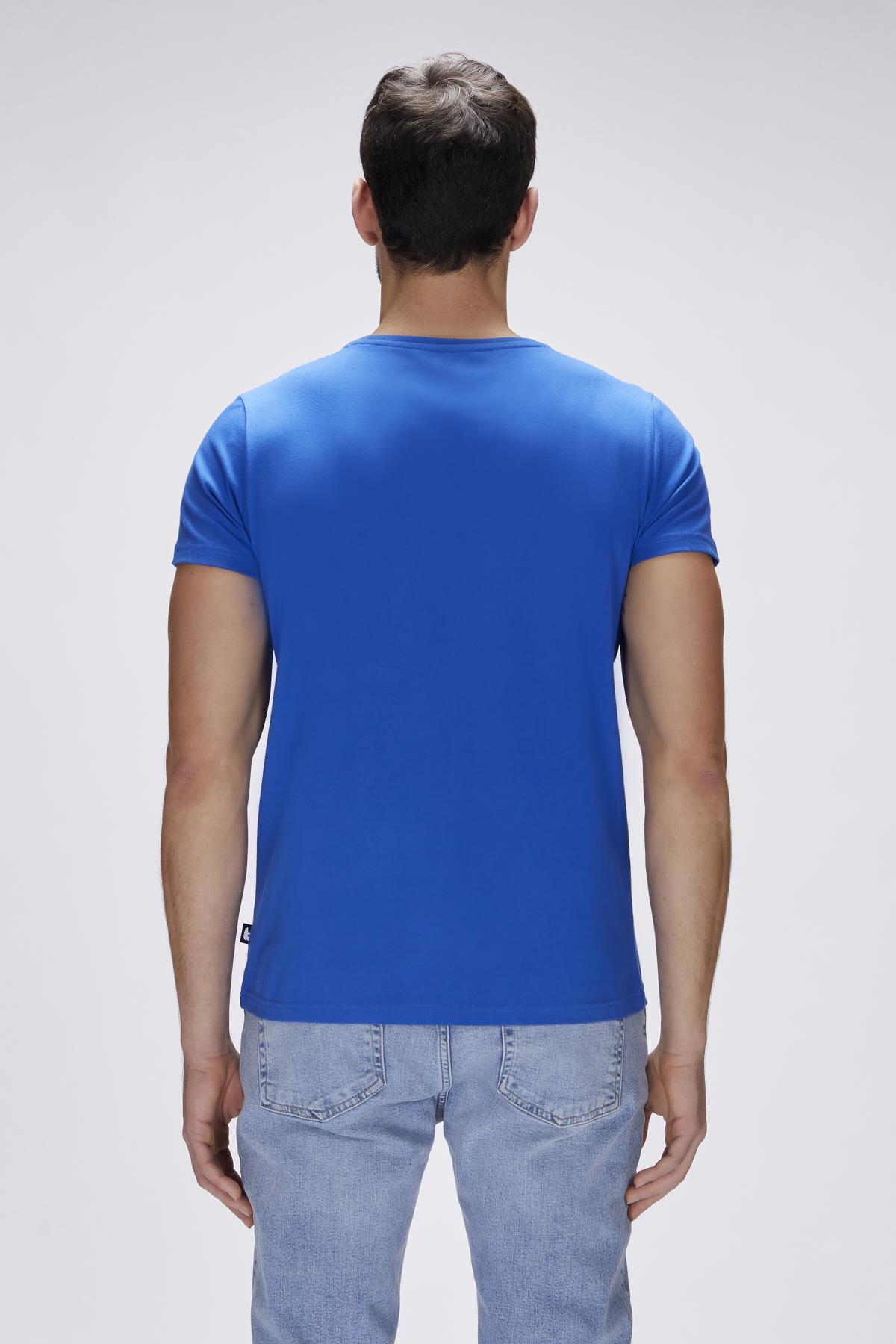 Entree Saks Mavisi Erkek Baskılı Tişört