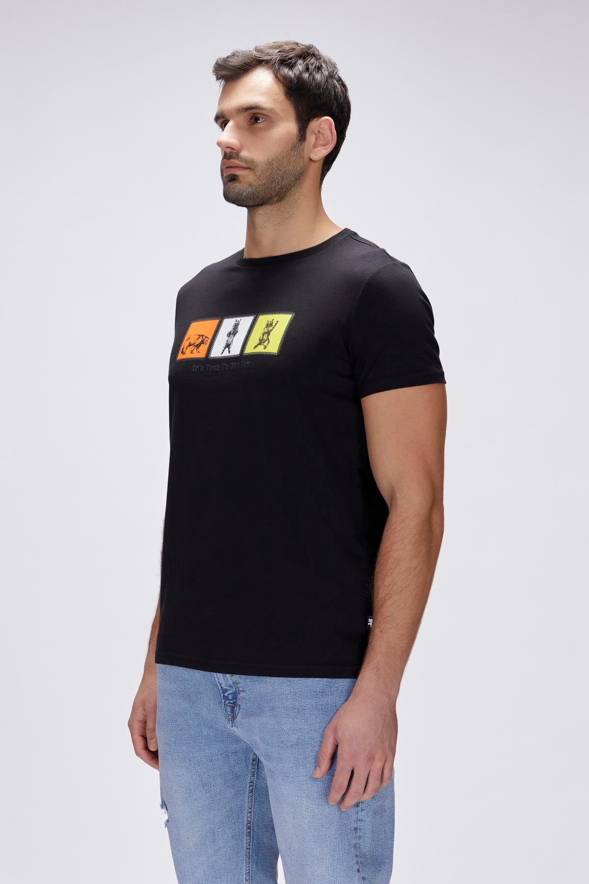 Entree Siyah Erkek Baskılı Tişört