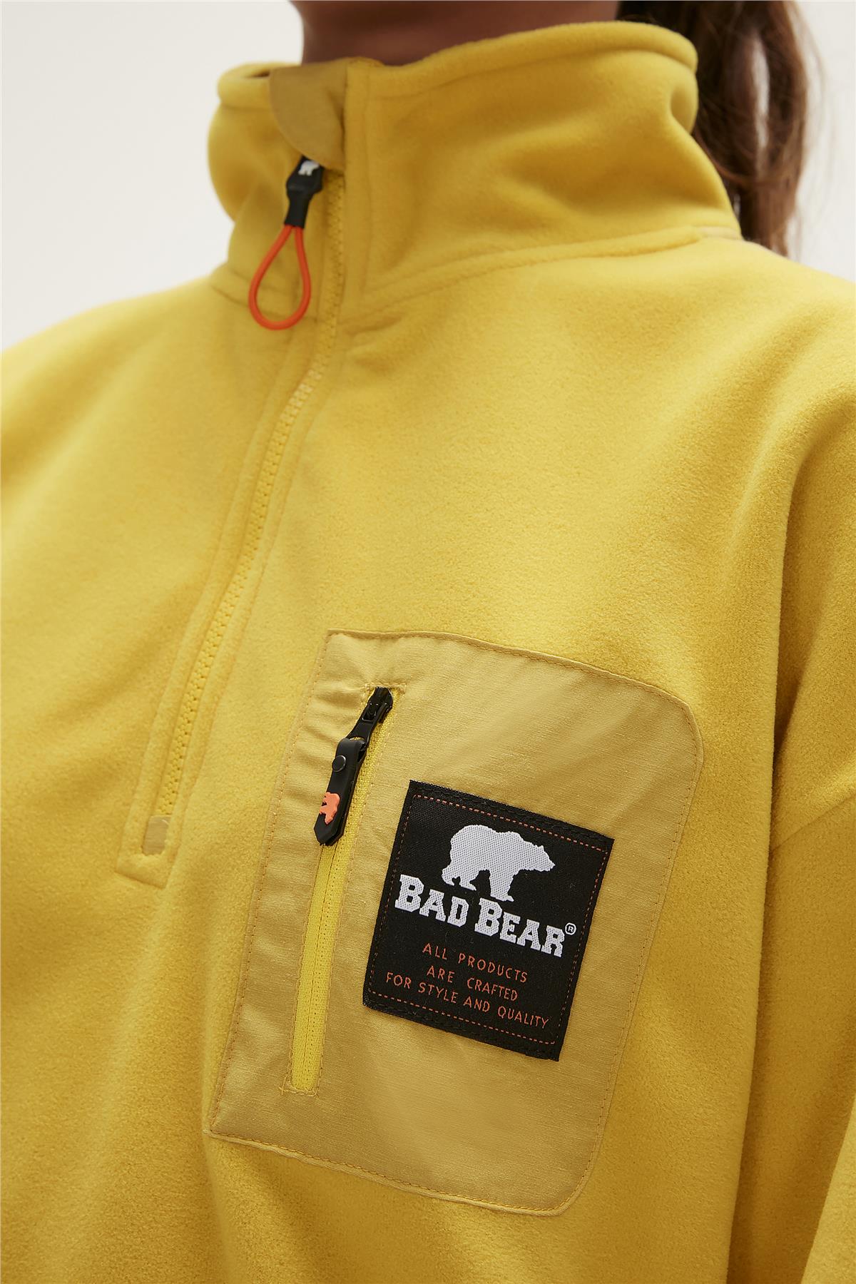 Eva Half-Zip Cider Sarı Yarım Fermuarlu Kadın Polar Sweatshirt