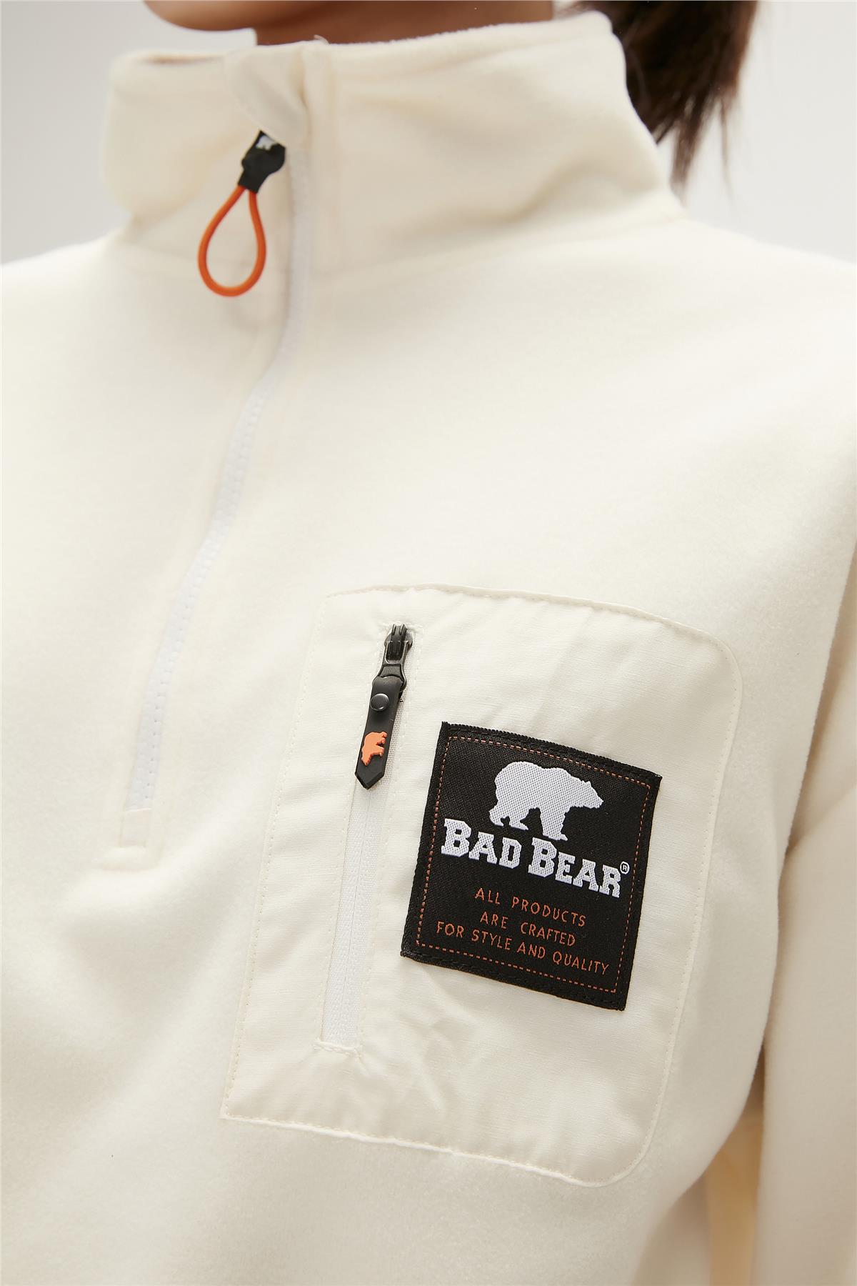 Eva Half-Zip Marshmallow Beyaz Yarım Fermuarlu Kadın Polar Sweatshirt