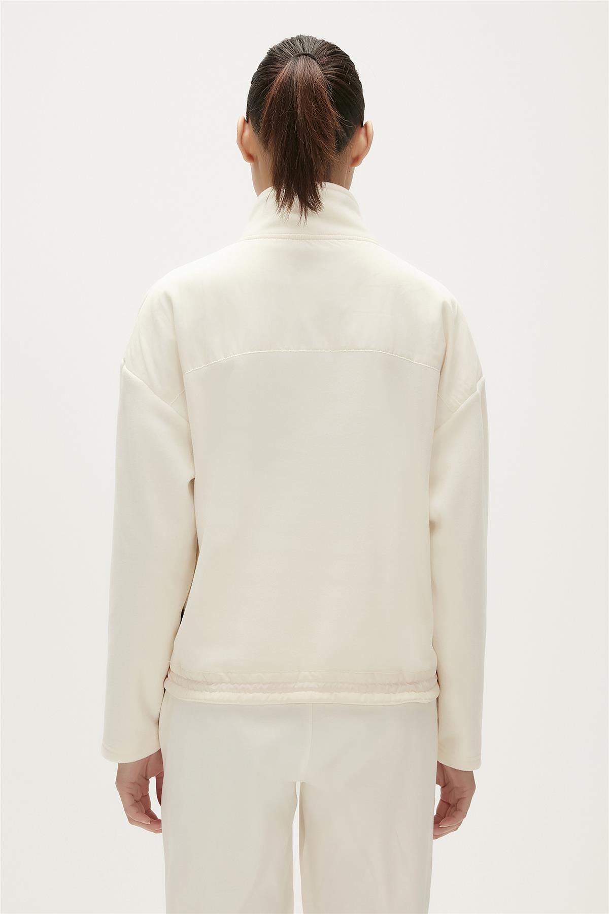 Eva Half-Zip Marshmallow Beyaz Yarım Fermuarlu Kadın Polar Sweatshirt