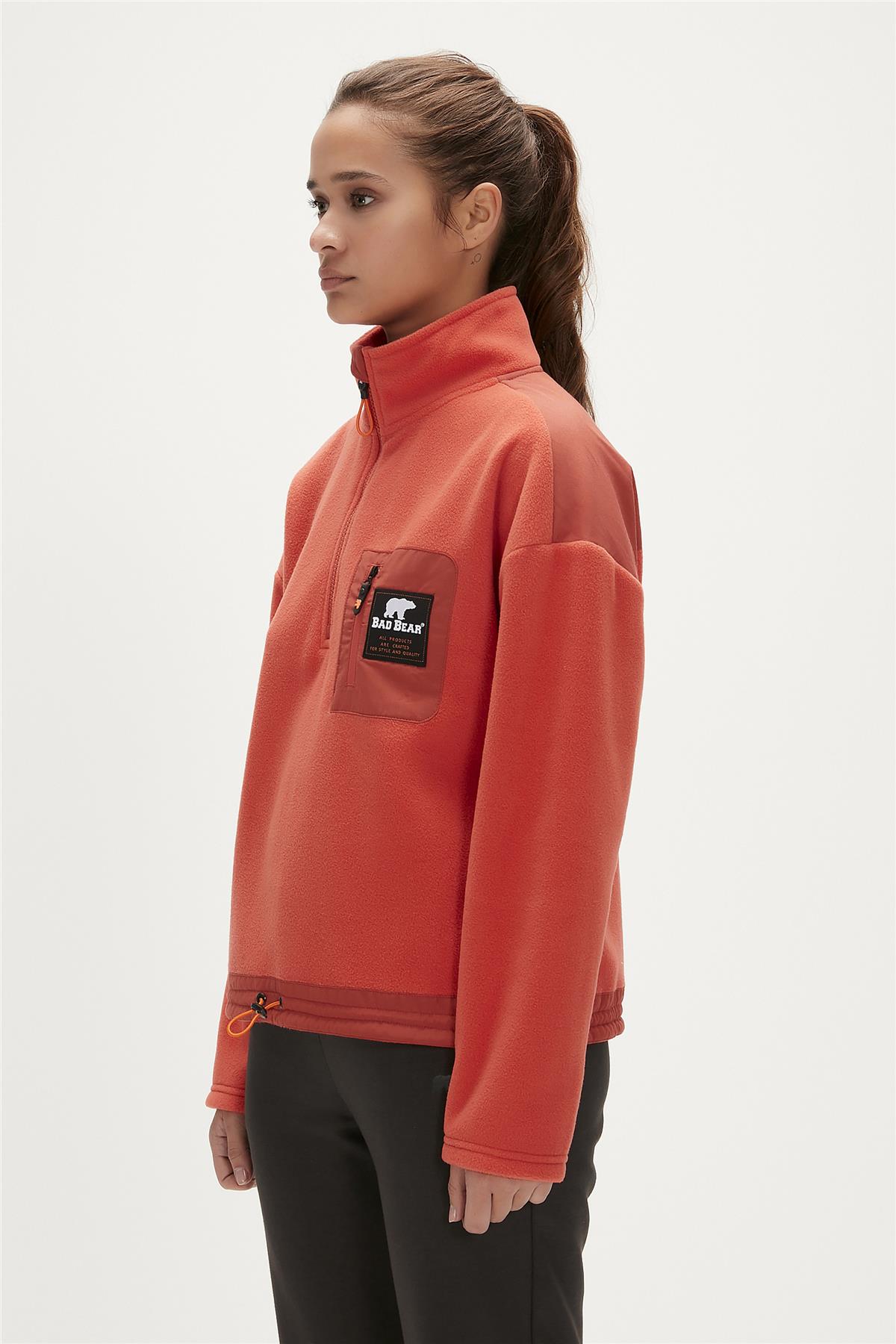 Eva Half-Zip Ginger Tarçın  Yarım Fermuarlu Kadın Polar Sweatshirt