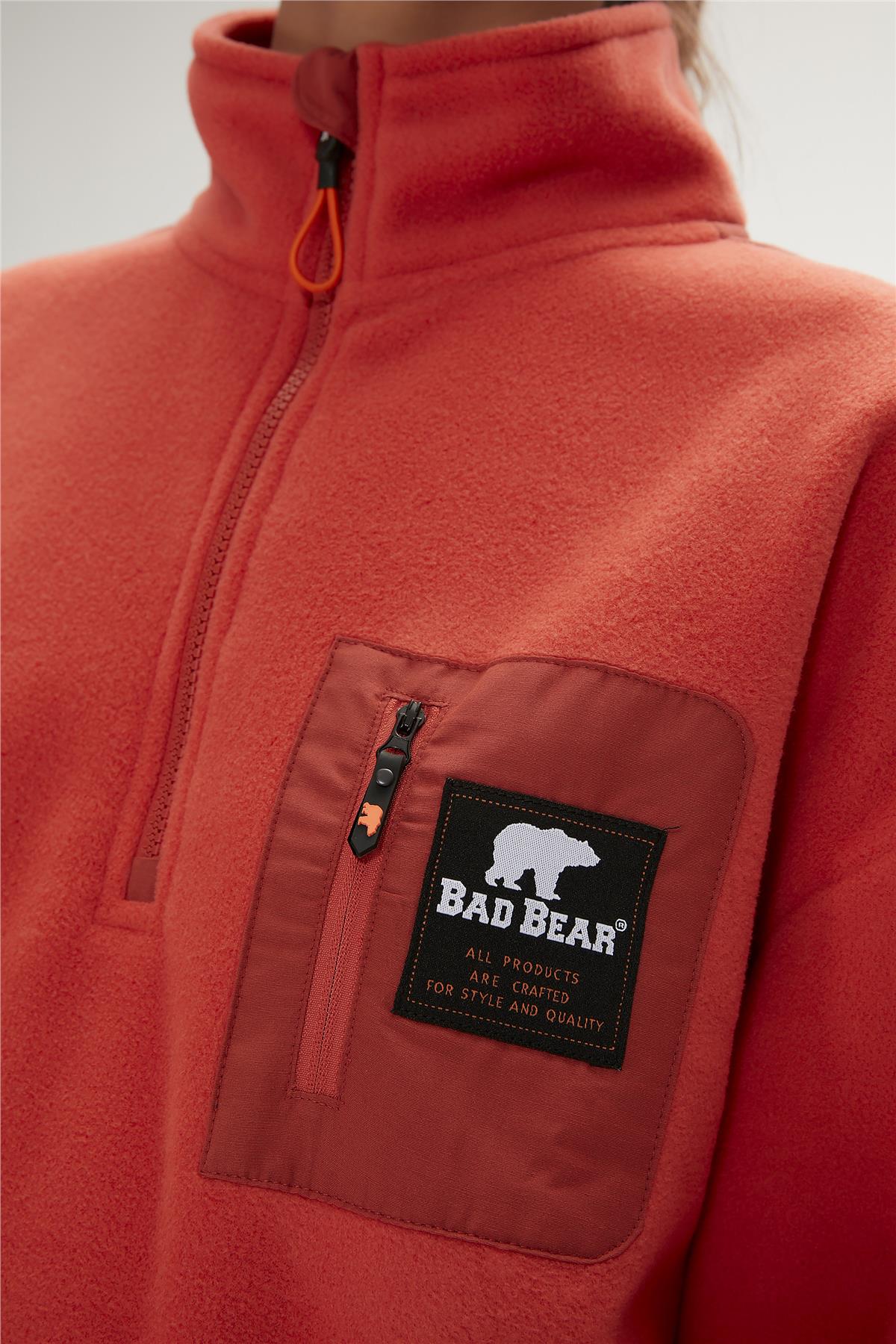 Eva Half-Zip Ginger Tarçın  Yarım Fermuarlu Kadın Polar Sweatshirt