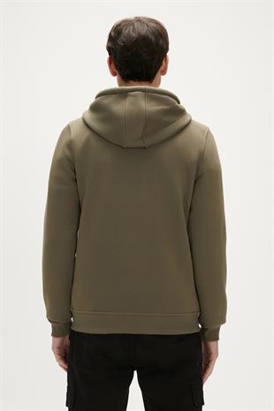 Even Full-Zip Hoodie Haki Yeşil Fermuarlı Kapüşonlu Erkek Sweatshirt