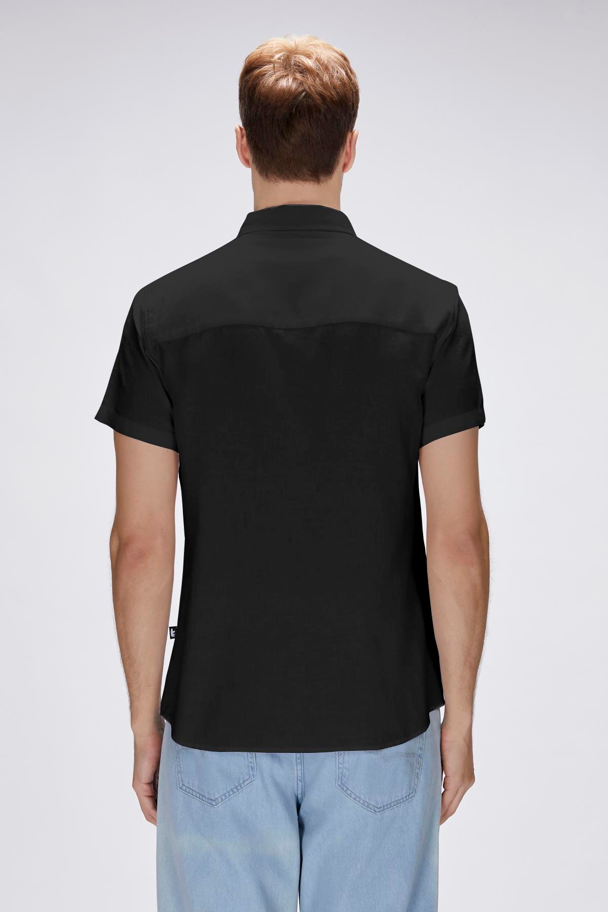 Tindra Siyah Kısa Kollu Erkek Gömlek