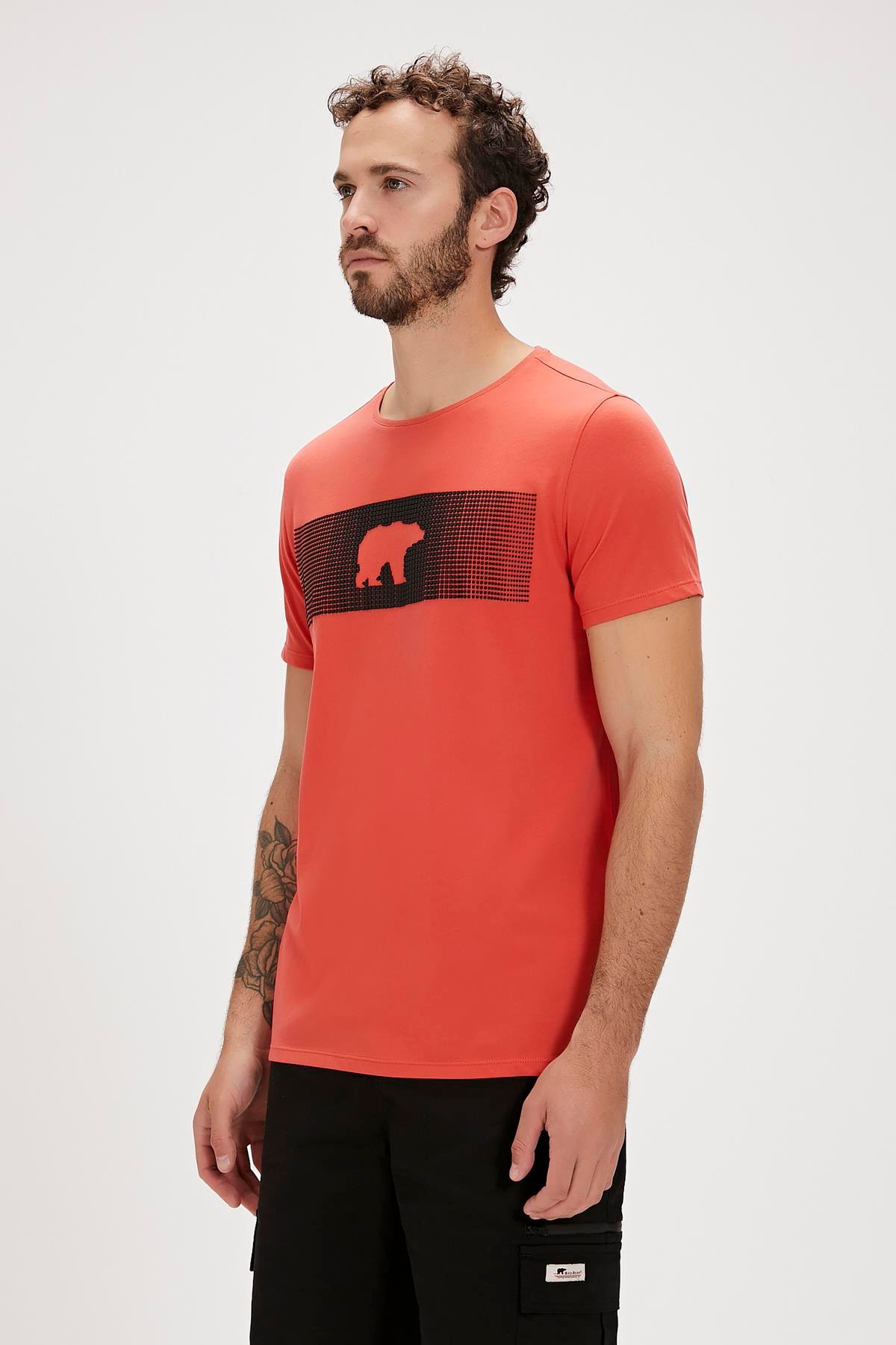 Fancy Tarçın Baskılı Erkek Tişört