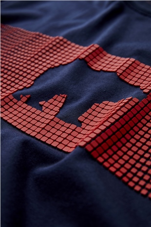 Fancy T-Shirt Lacivert 3D Baskılı Bisiklet Yaka Erkek Tişört 