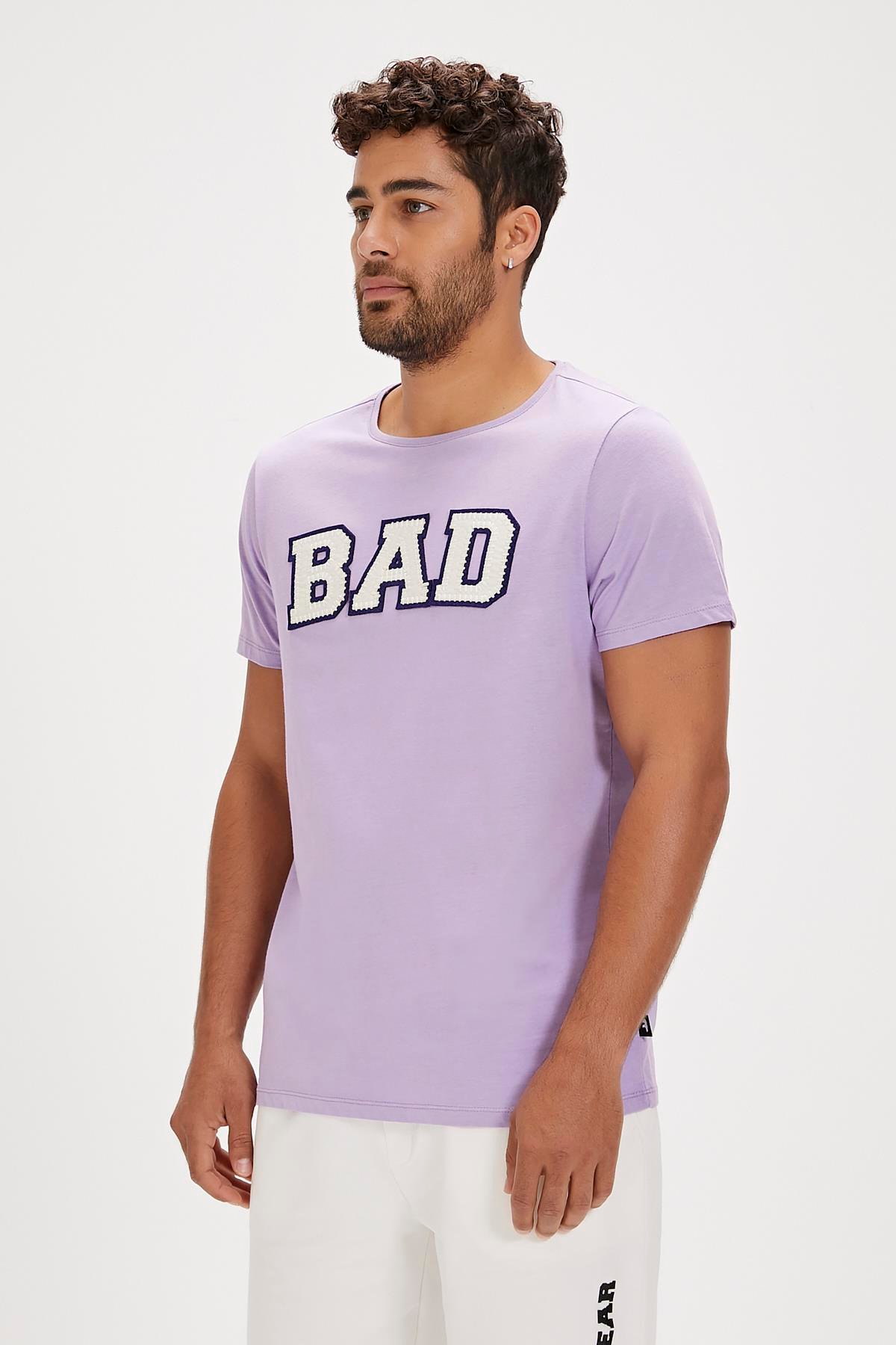 Felt Mor Baskılı Erkek Tişört
