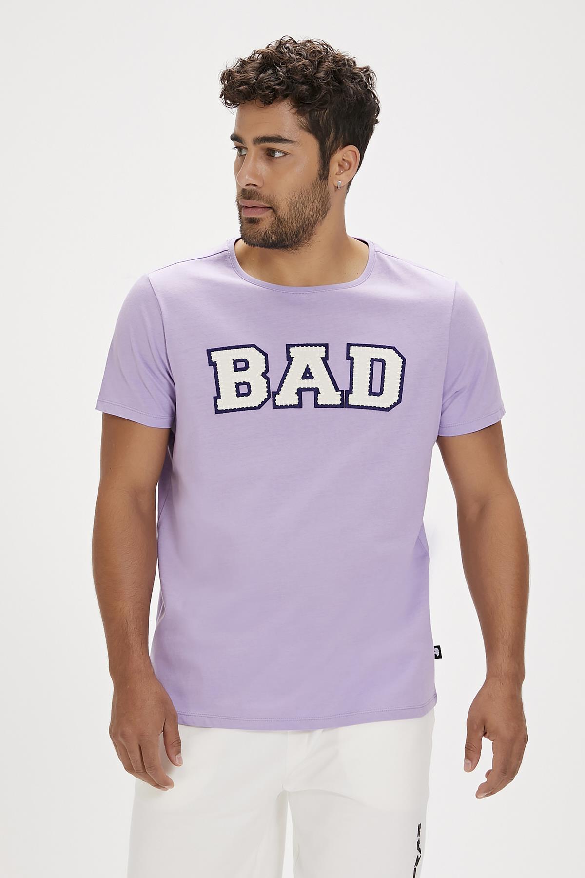 Felt Mor Baskılı Erkek Tişört
