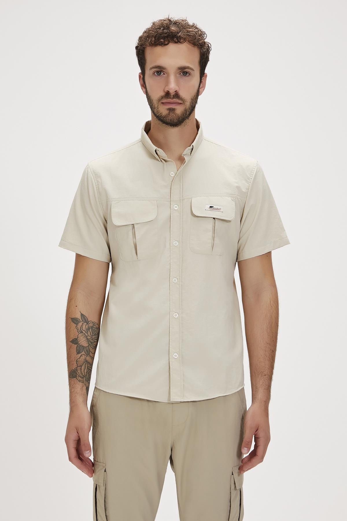 Fernando Bej Baskılı Kısa Kollu Erkek Gömlek