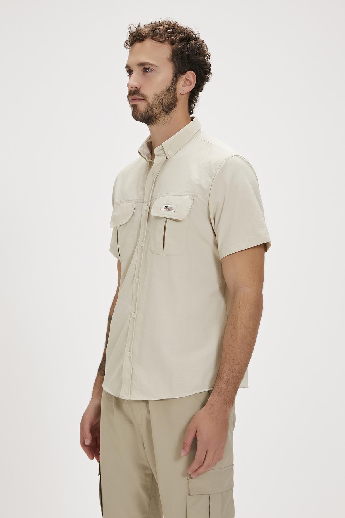 Fernando Bej Baskılı Kısa Kollu Erkek Gömlek