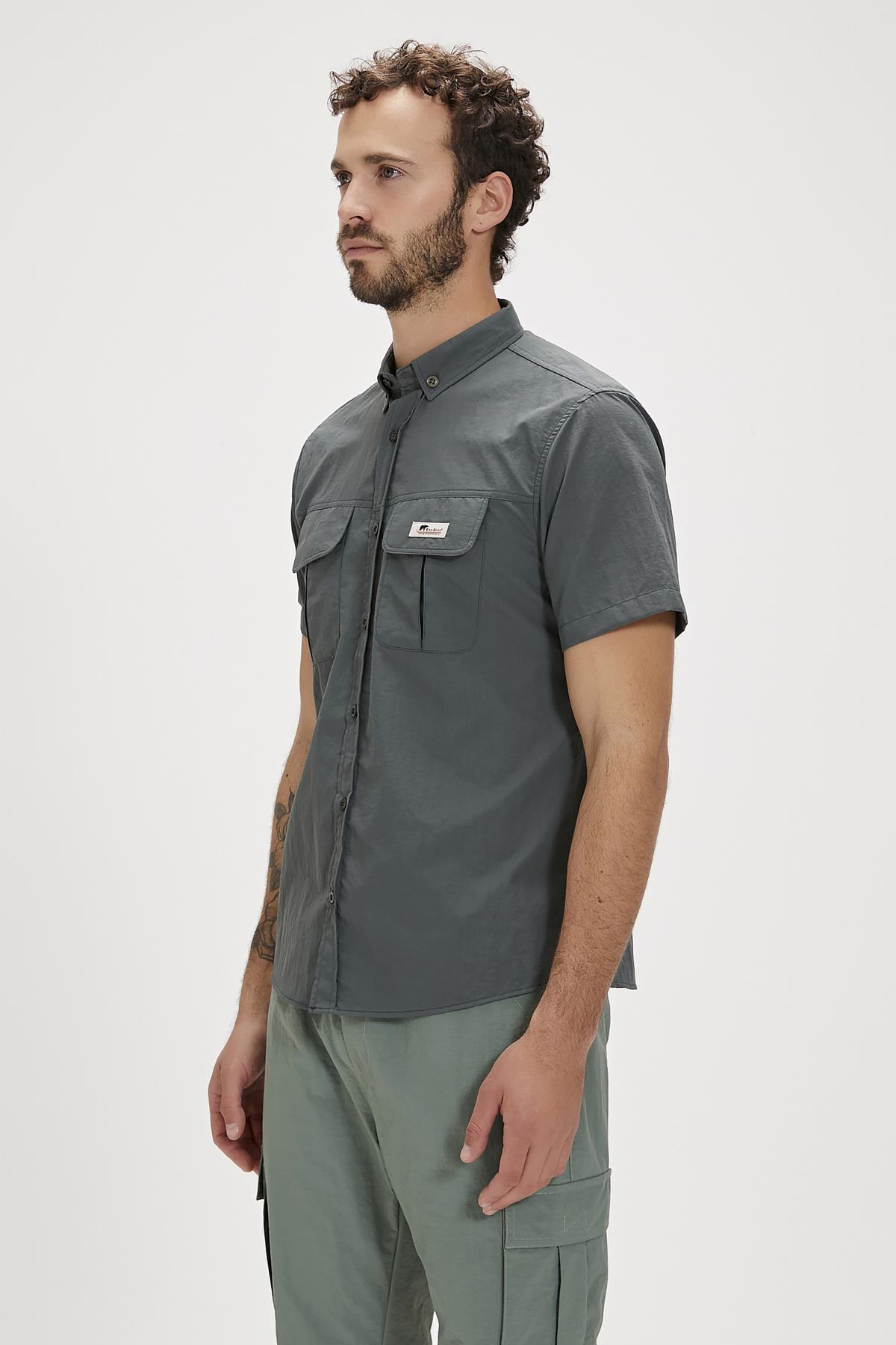 Fernando Soluk Yeşil Baskılı Kısa Kollu Erkek Gömlek