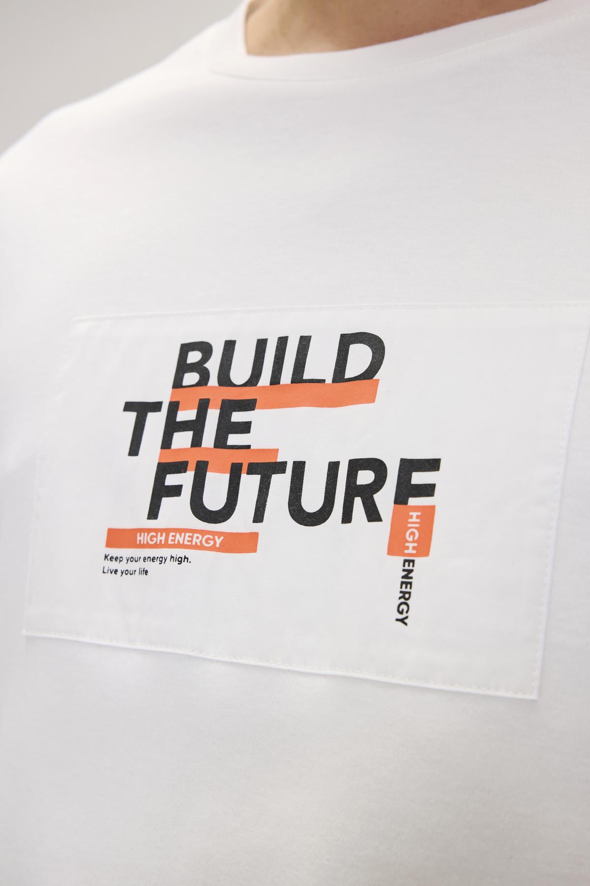 Moreno Beyaz Erkek Baskılı Tişört