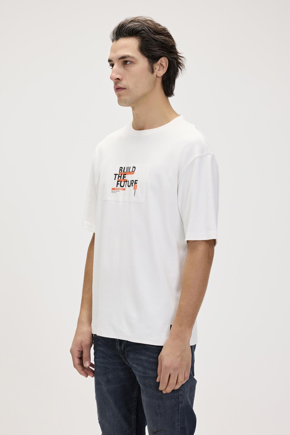 Moreno Beyaz Erkek Baskılı Tişört