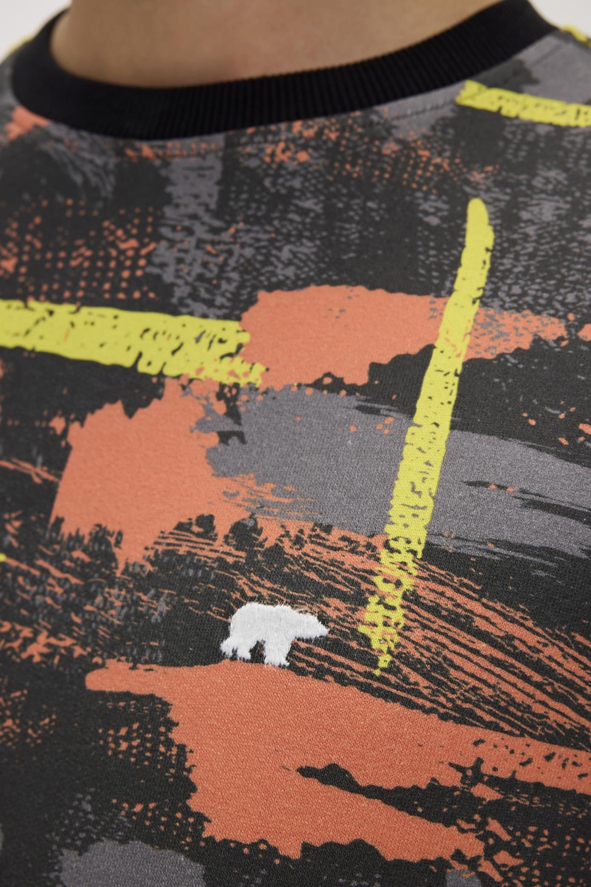 Flame Siyah Erkek Baskılı Sweatshirt