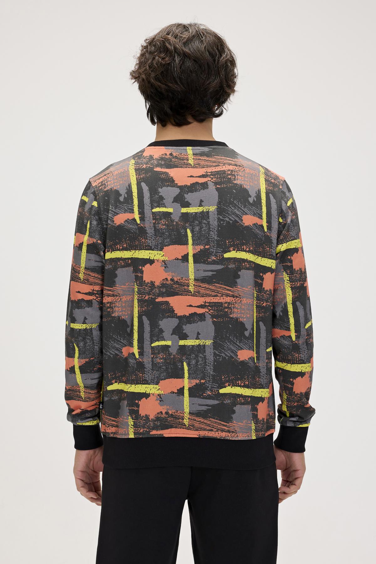 Flame Siyah Erkek Baskılı Sweatshirt