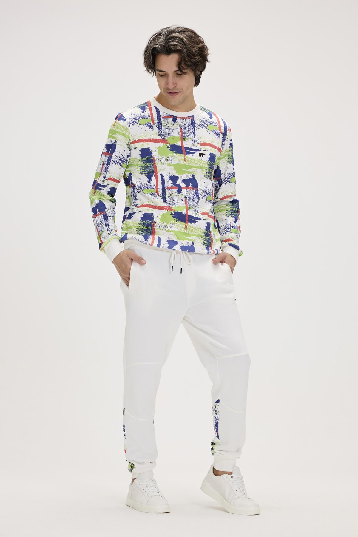 Flame Beyaz Erkek Eşofman Altı