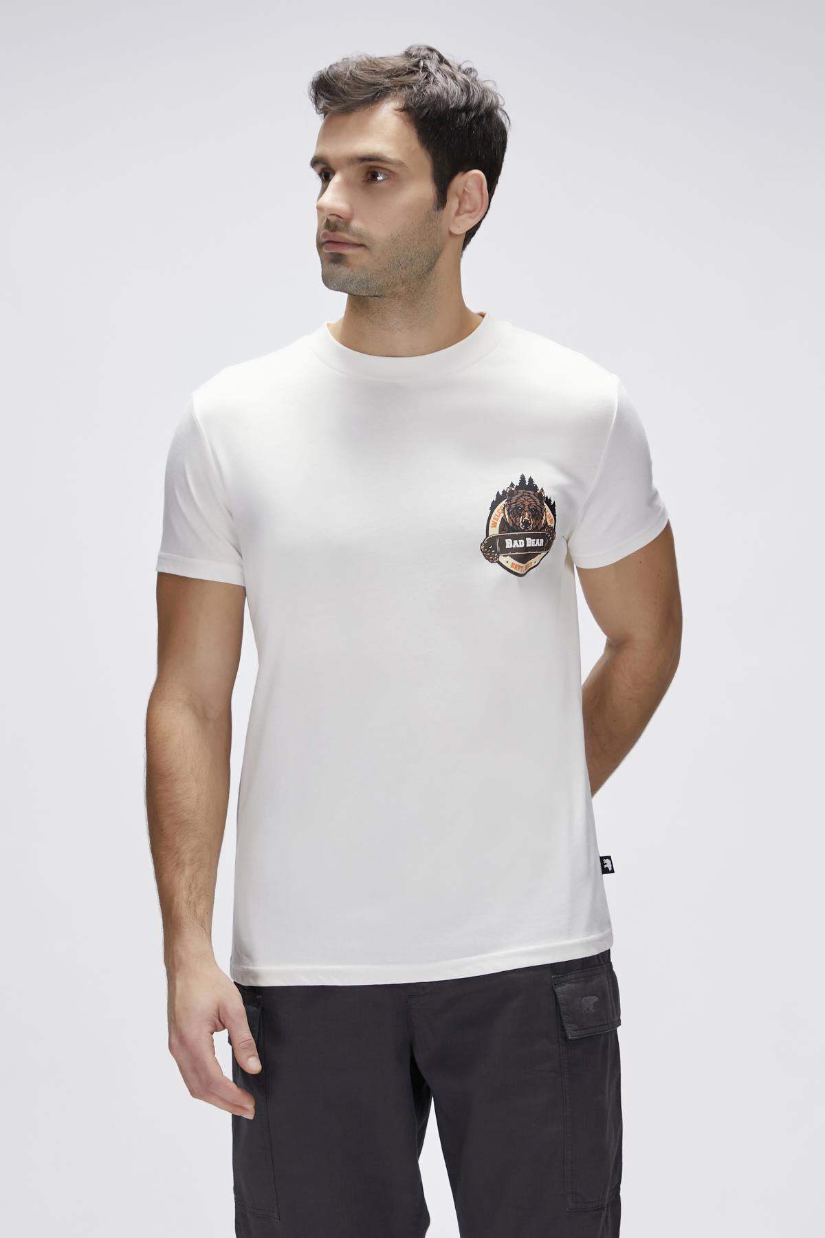 Flint Beyaz Erkek Baskılı Tişört