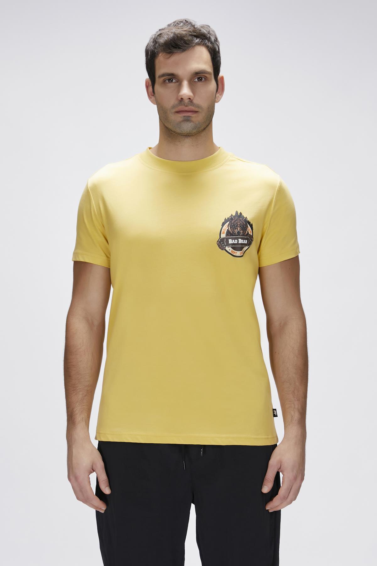 Flint Sarı Erkek Baskılı Tişört