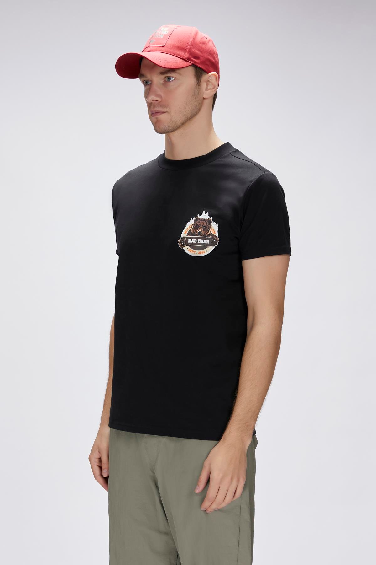 Flint Siyah Erkek Baskılı Tişört