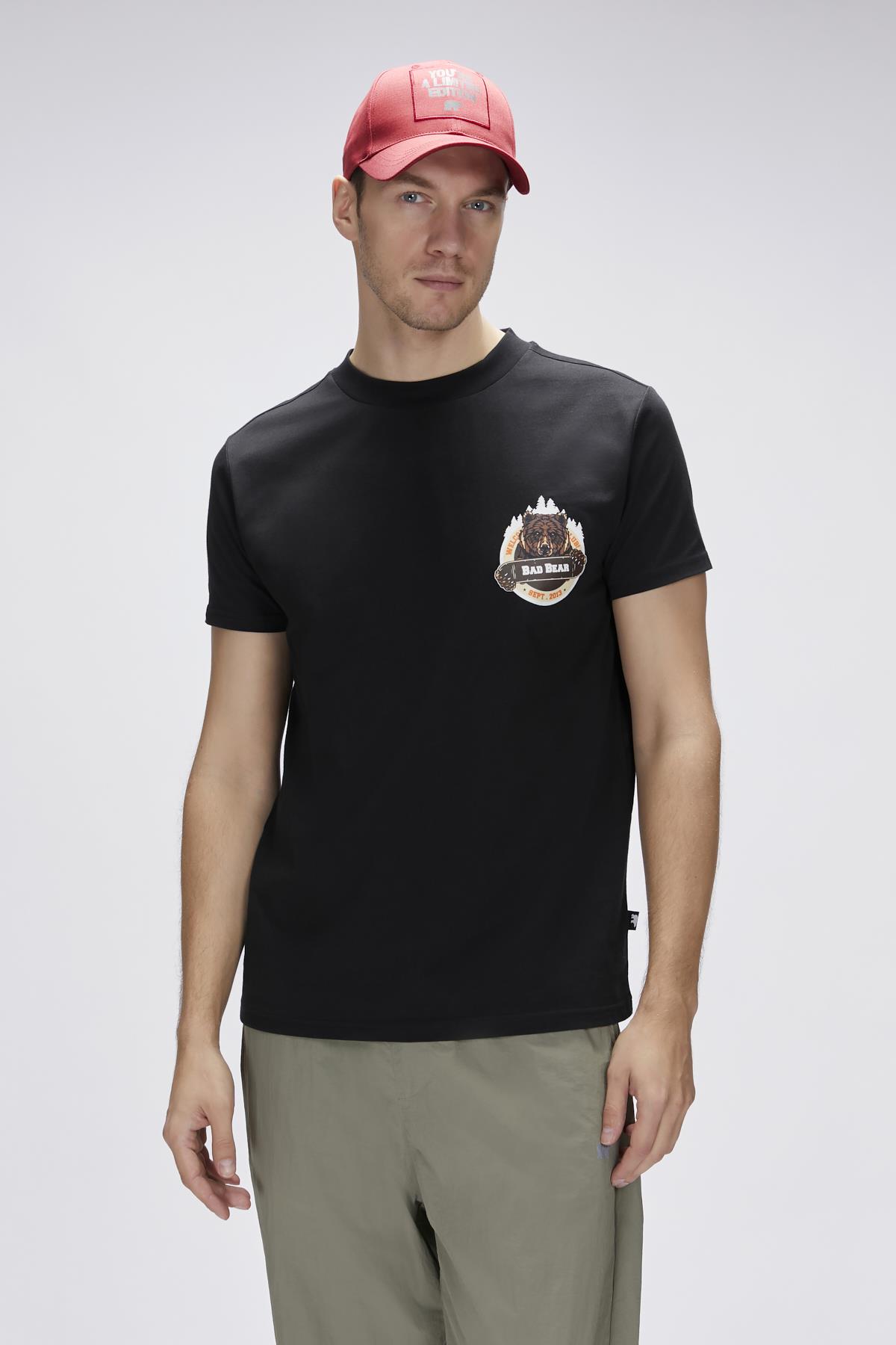 Flint Siyah Erkek Baskılı Tişört