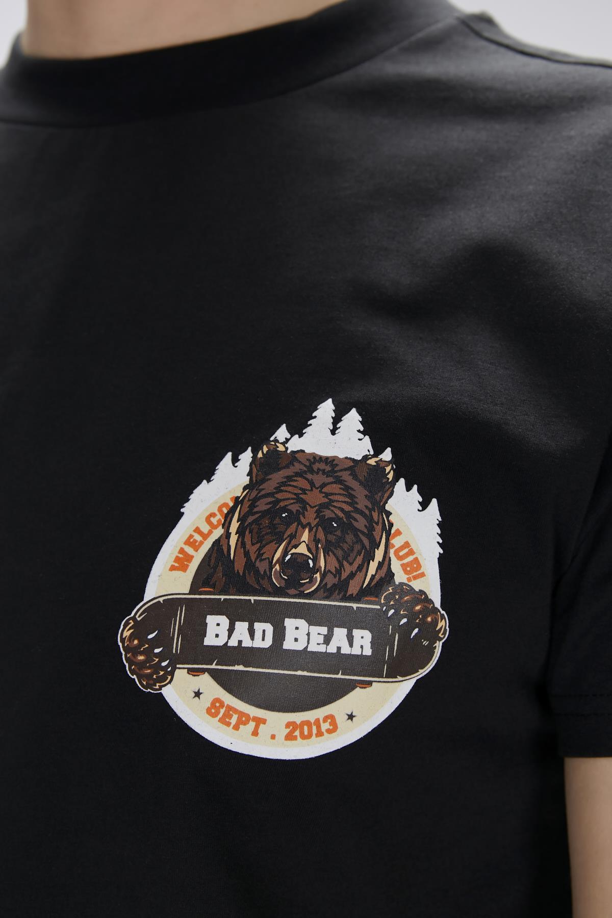 Flint Siyah Erkek Baskılı Tişört