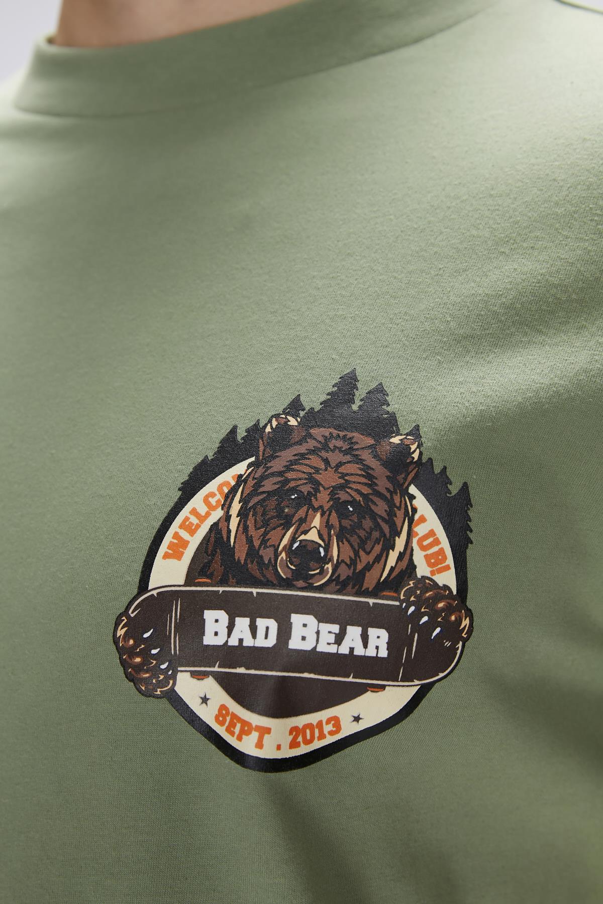 Flint Yeşil Erkek Baskılı Tişört