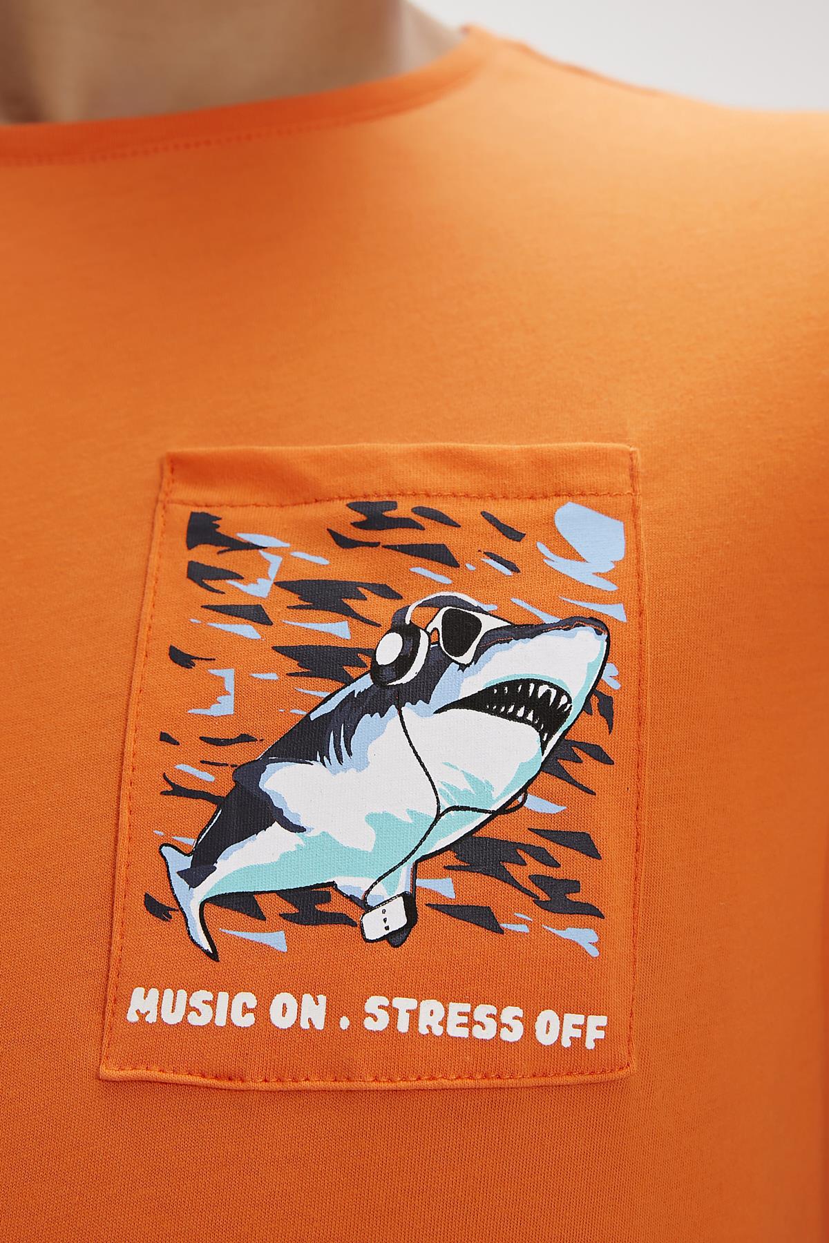 Francis Turuncu Baskılı Erkek Tişört