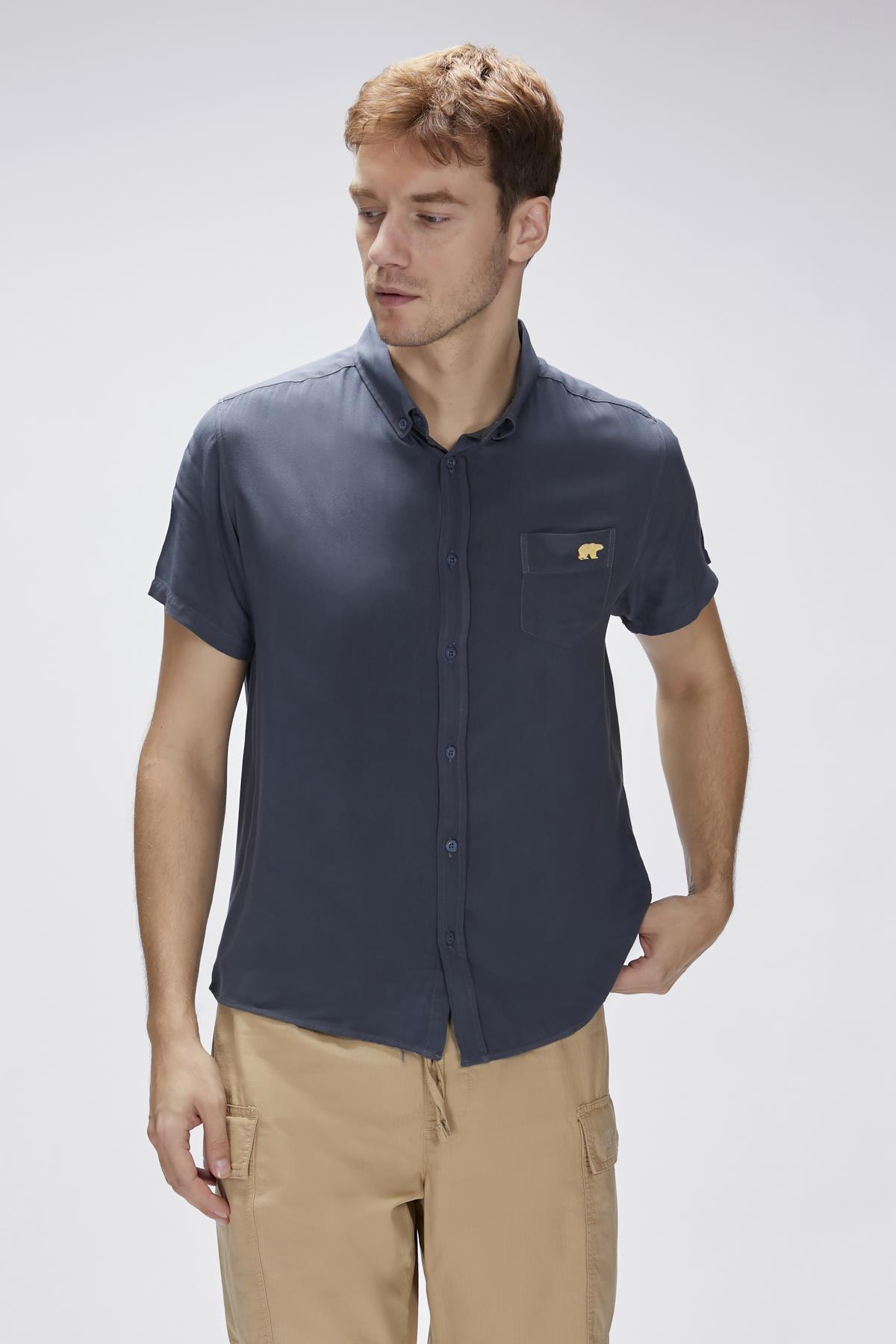 Frank Asfalt Erkek Basic Kısa Kollu Gömlek	