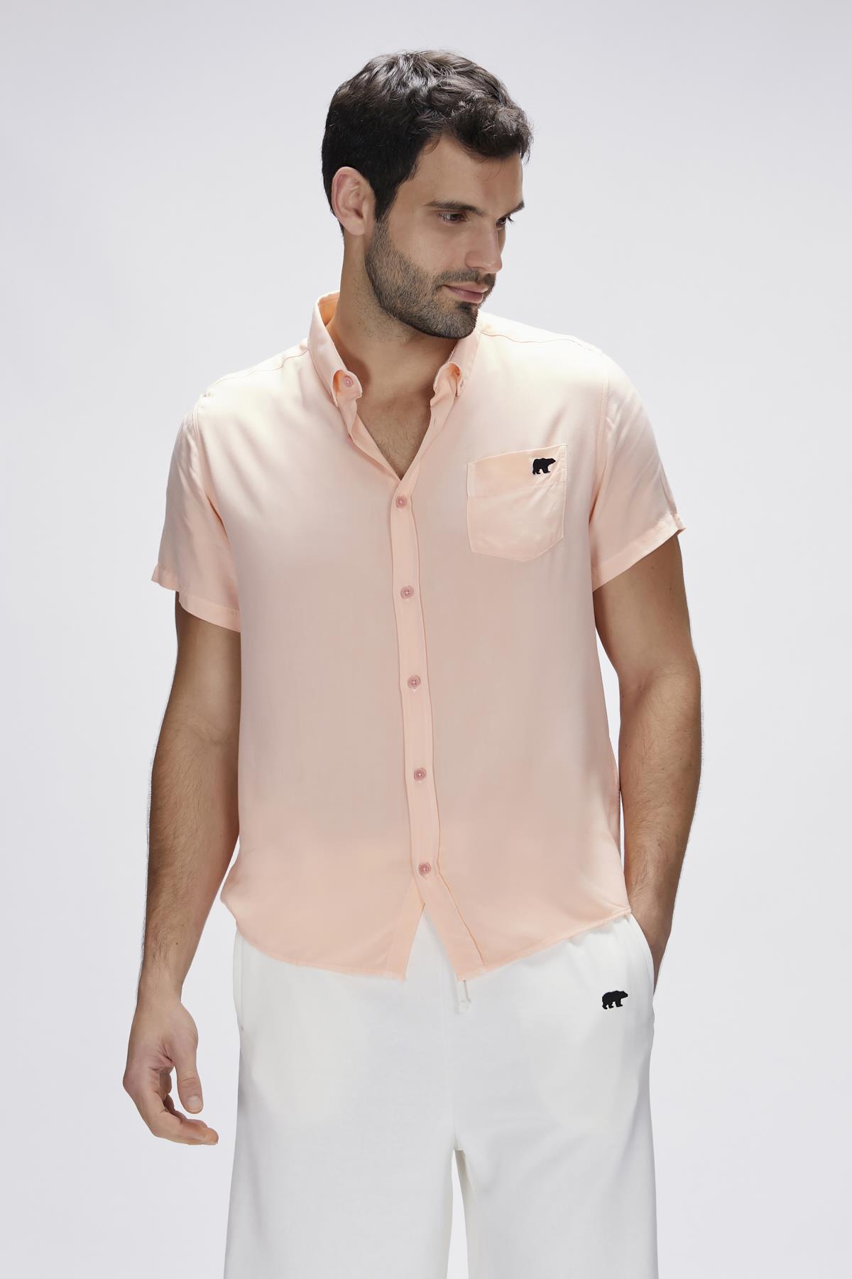 Frank Pembe Erkek Basic Kısa Kollu Gömlek	