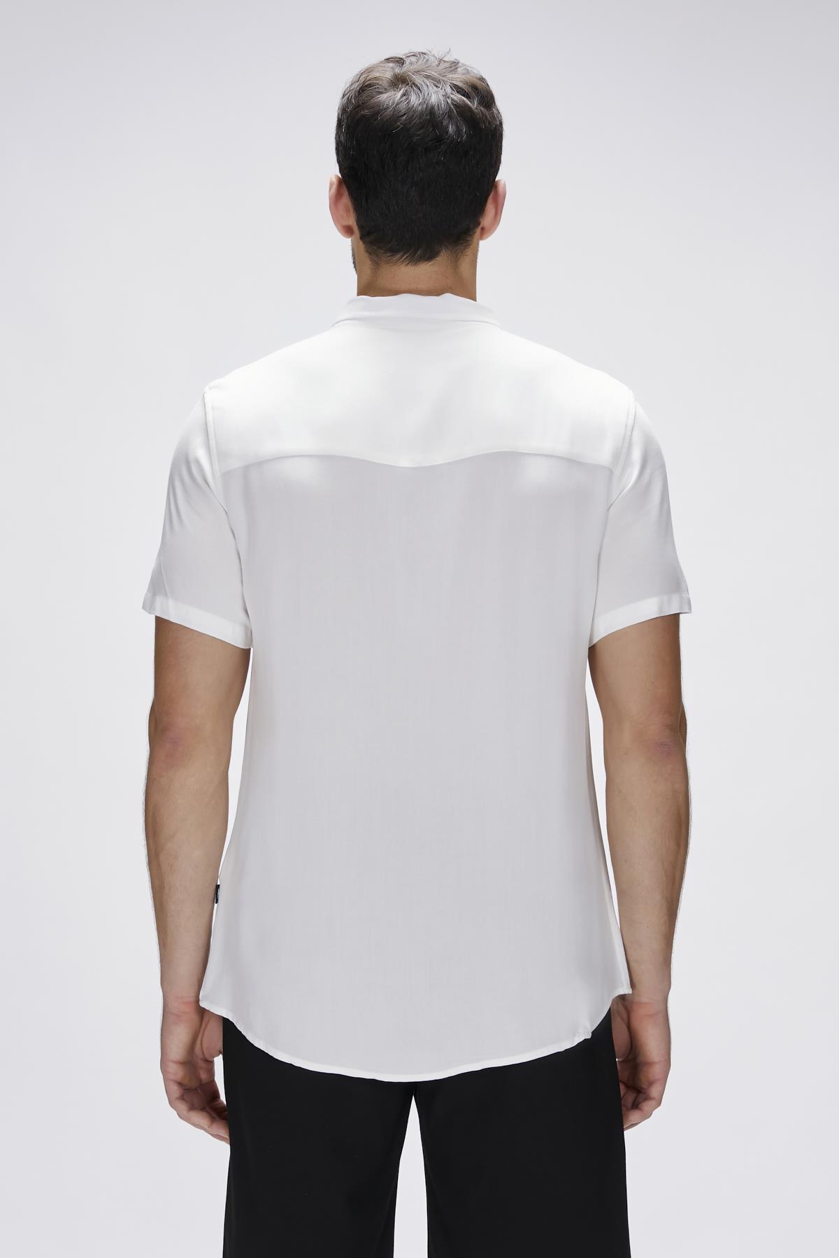 Frank Shirt Off-White Beyaz Kısa Kollu Erkek Gömlek