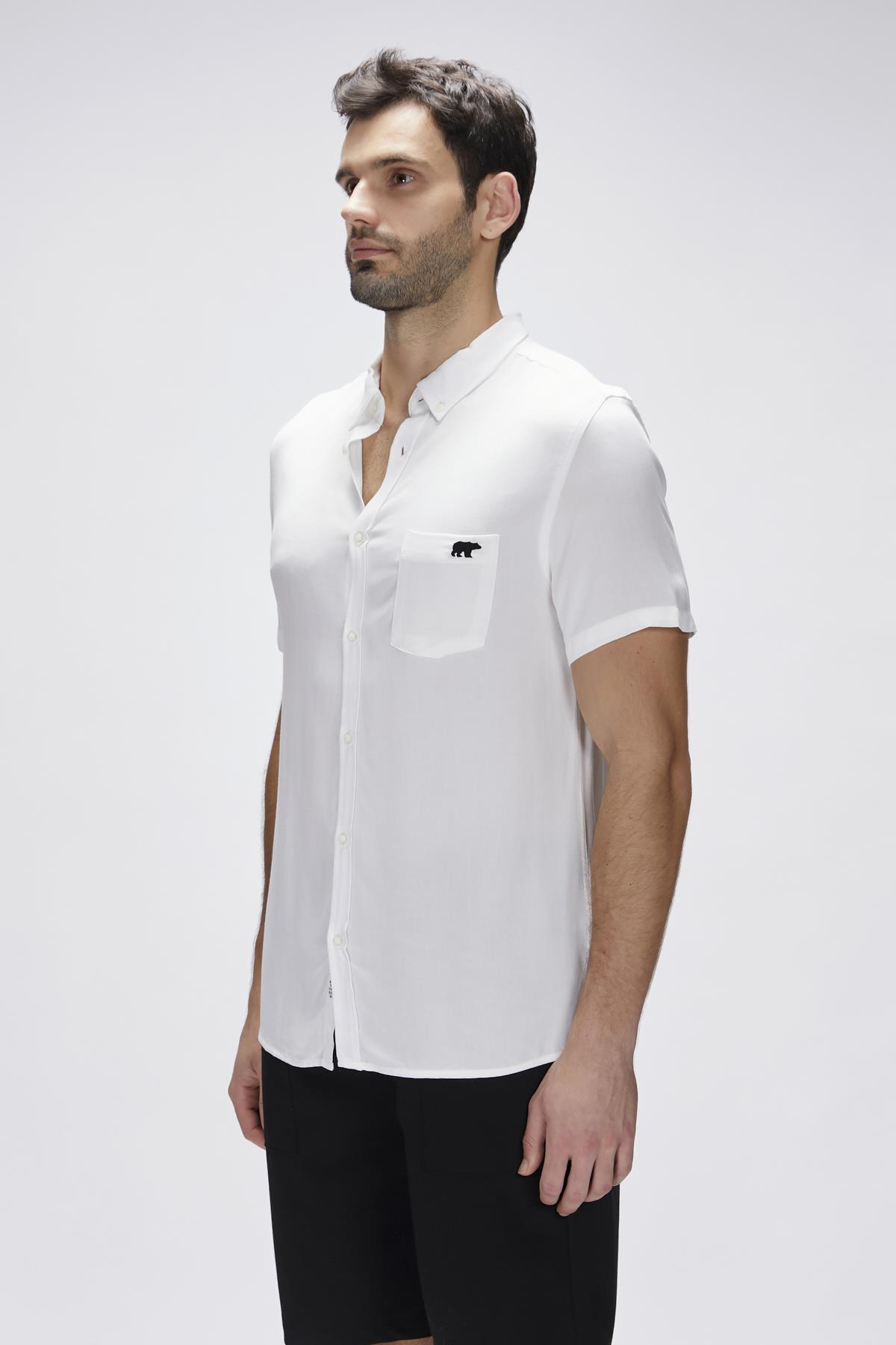 Frank Shirt Off-White Beyaz Kısa Kollu Erkek Gömlek