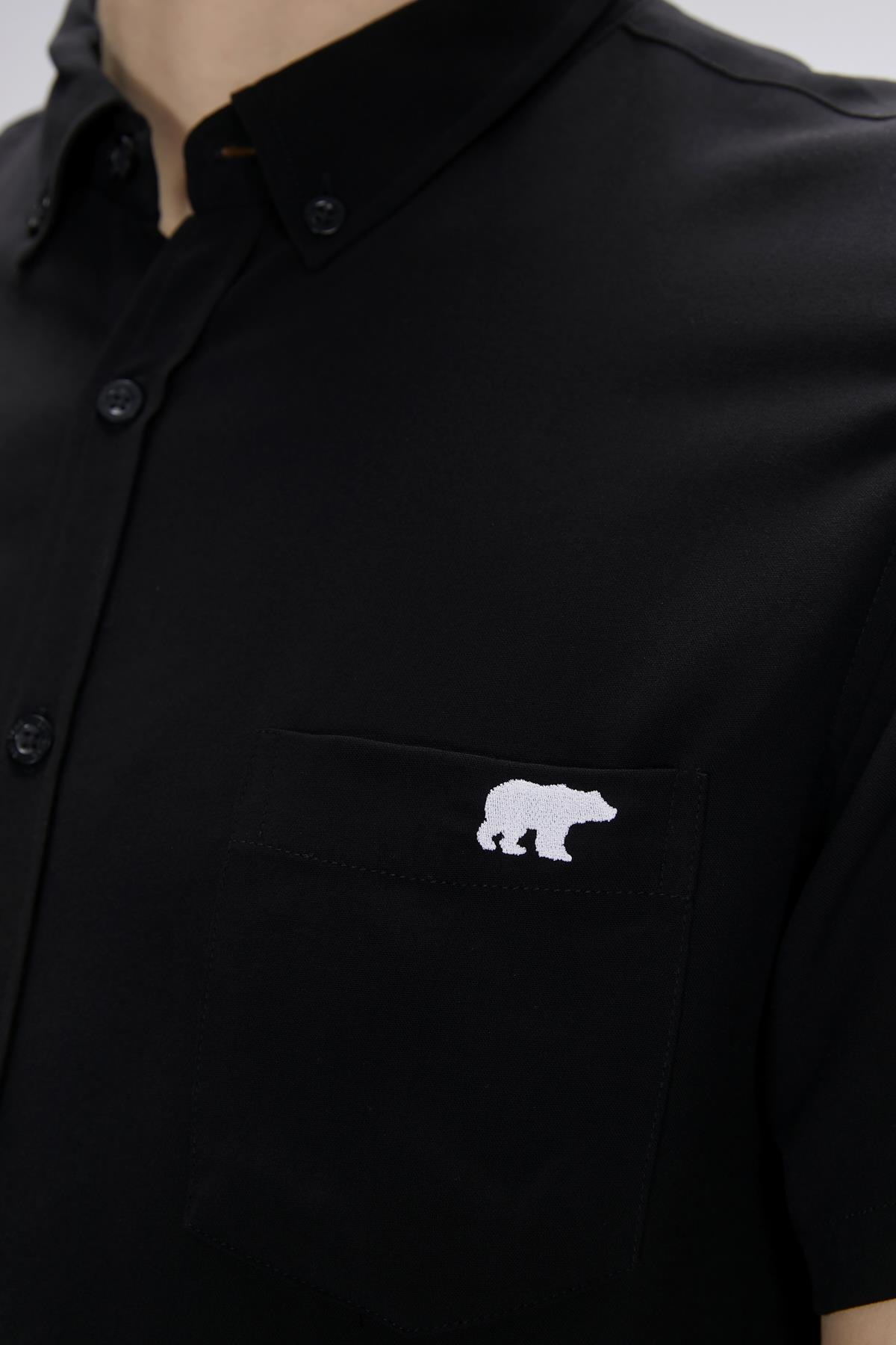 Frank Shirt Siyah Kısa Kollu Erkek Gömlek