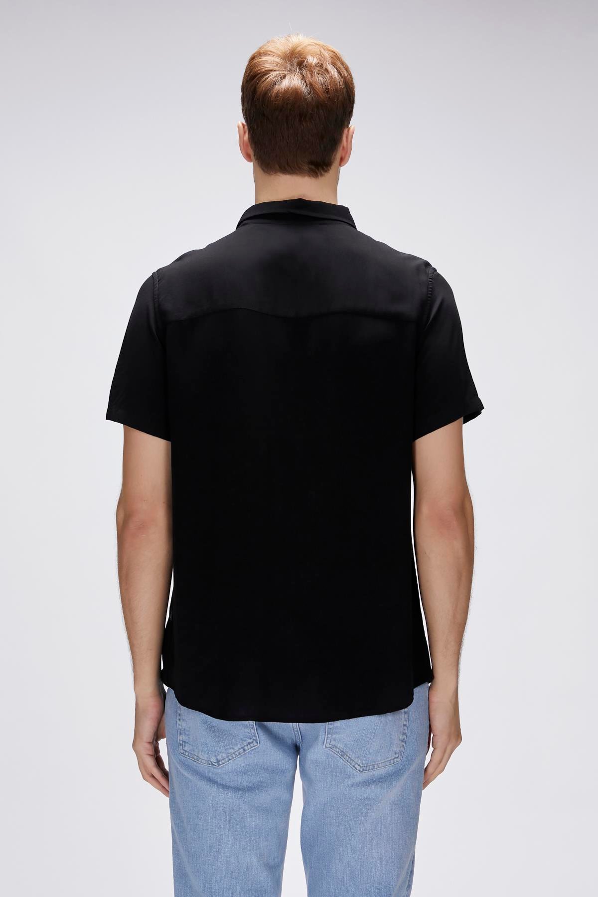 Frank Shirt Siyah Kısa Kollu Erkek Gömlek