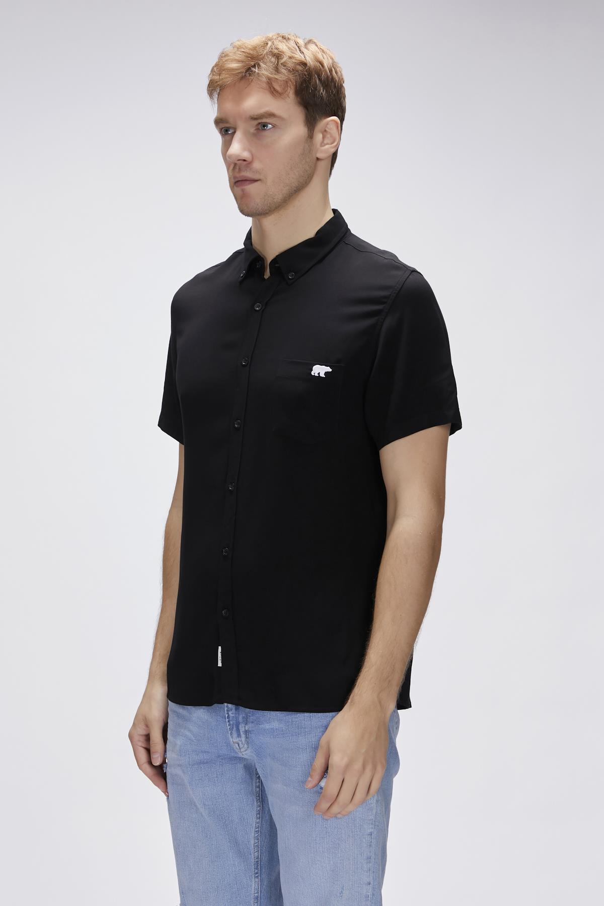 Frank Shirt Siyah Kısa Kollu Erkek Gömlek