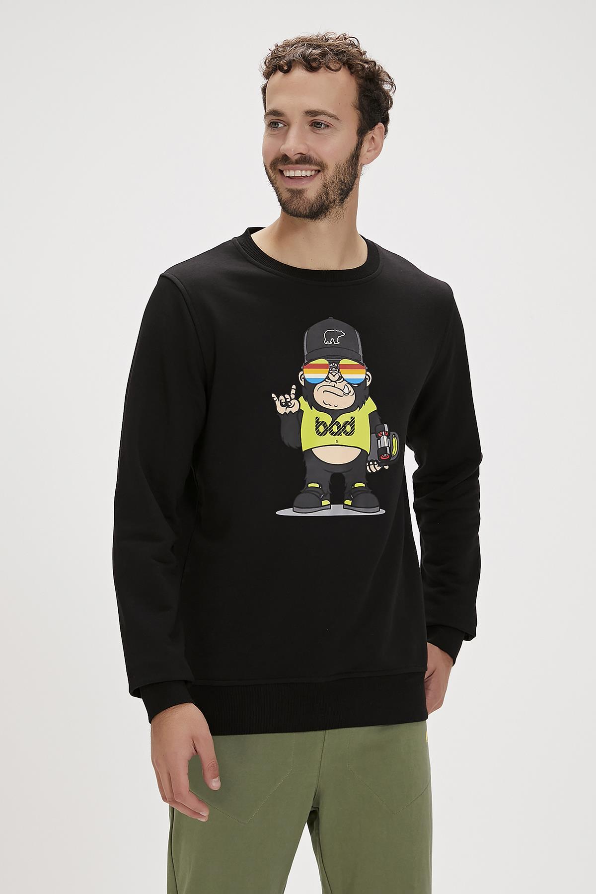 Funky Black Mens Crewneck Sweatshirt