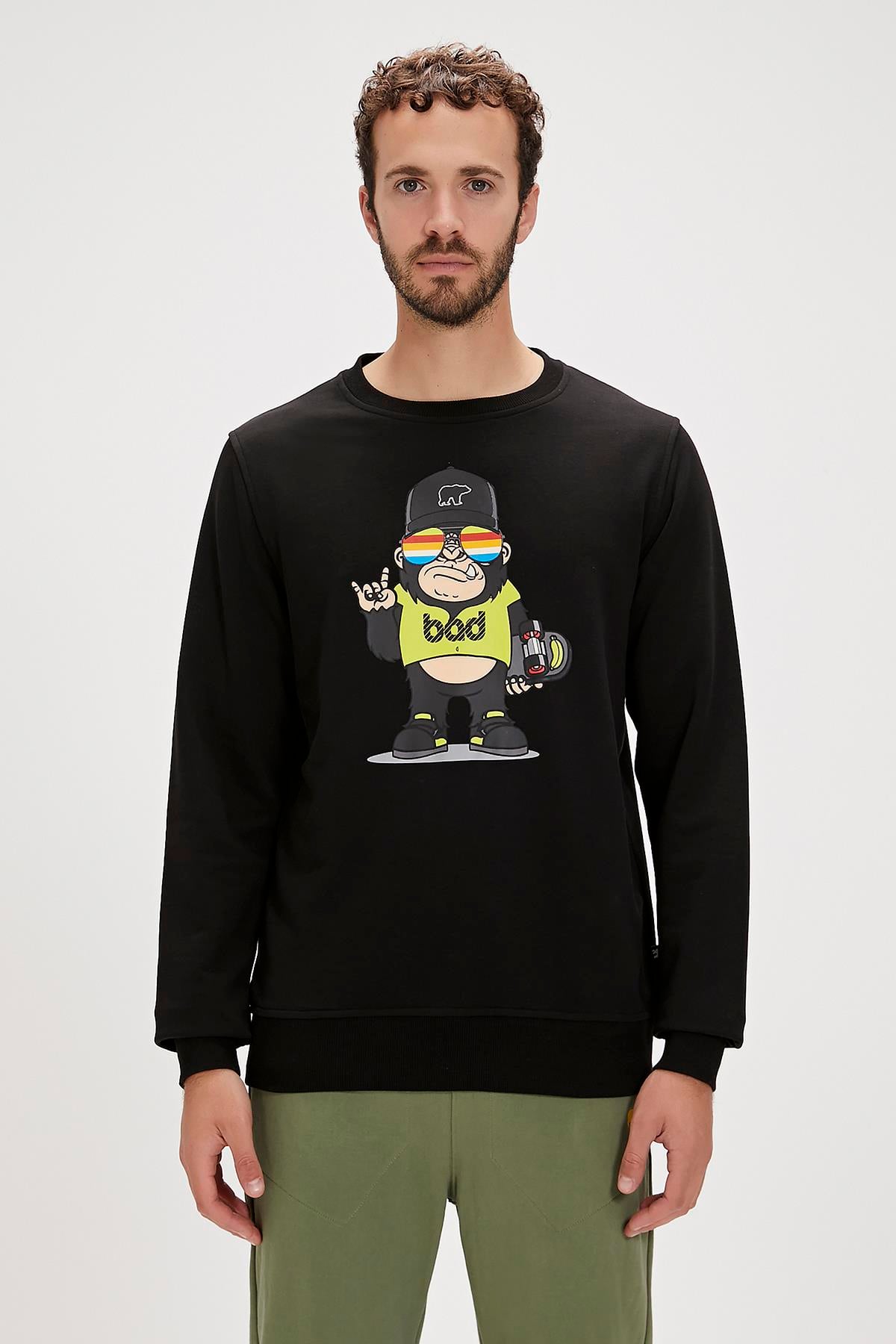 Funky Black Mens Crewneck Sweatshirt