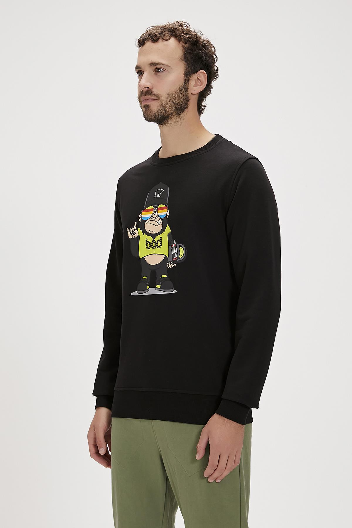 Funky Black Mens Crewneck Sweatshirt