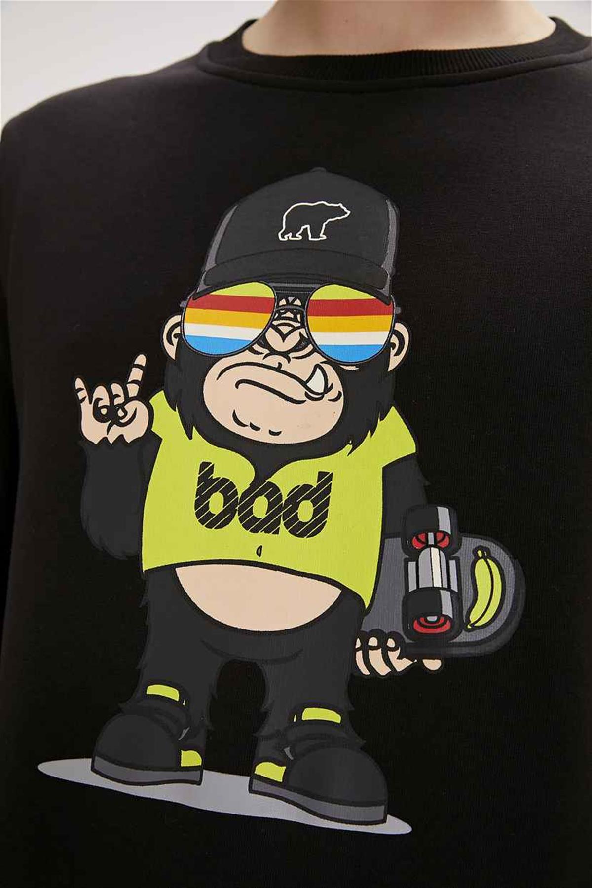 Funky Black Mens Crewneck Sweatshirt