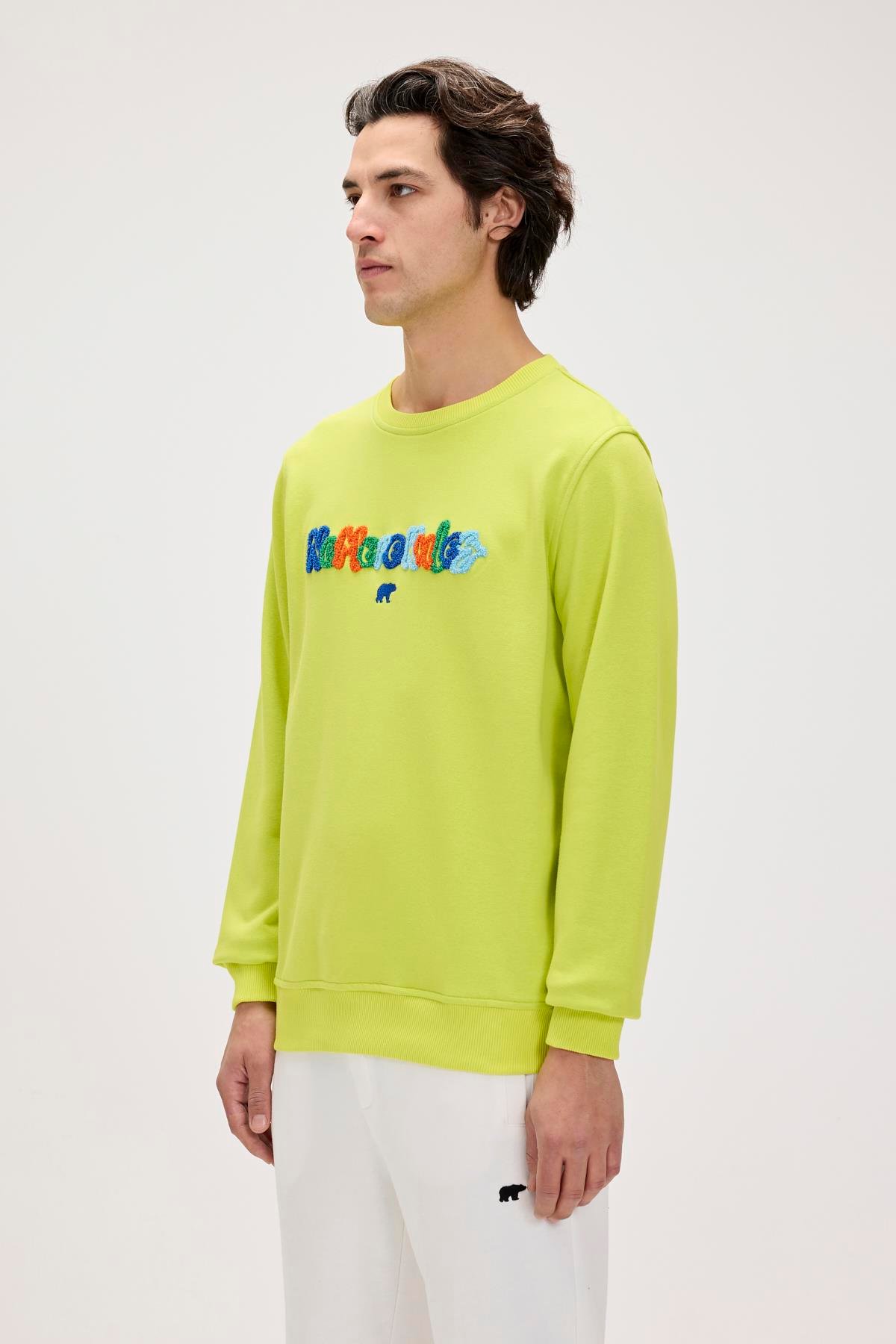 Furry Yeşil Erkek Baskılı Sweatshirt