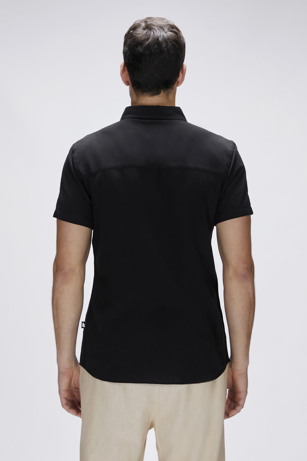 Grady Siyah Kısa Kollu Erkek Gömlek