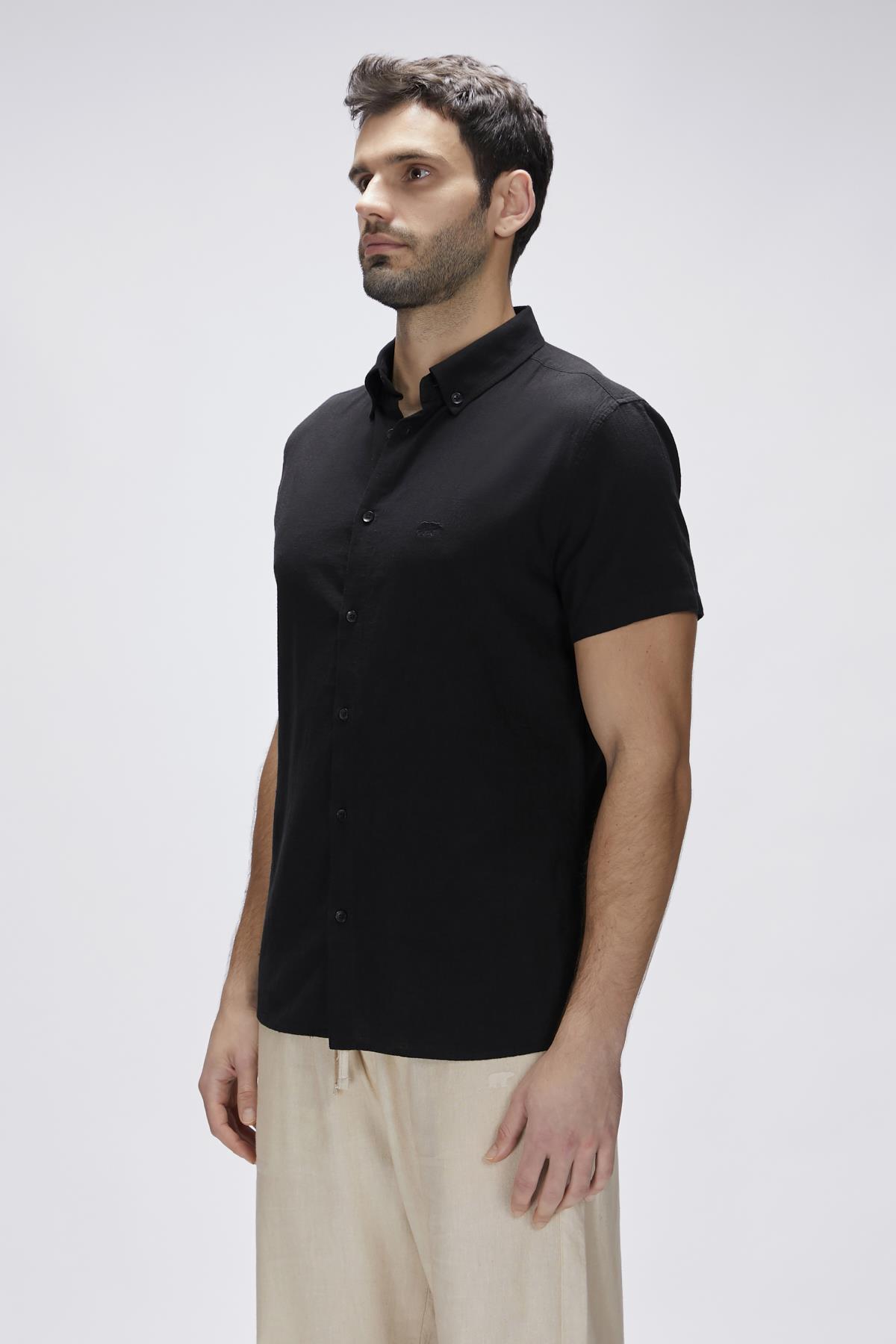 Grady Siyah Kısa Kollu Erkek Gömlek