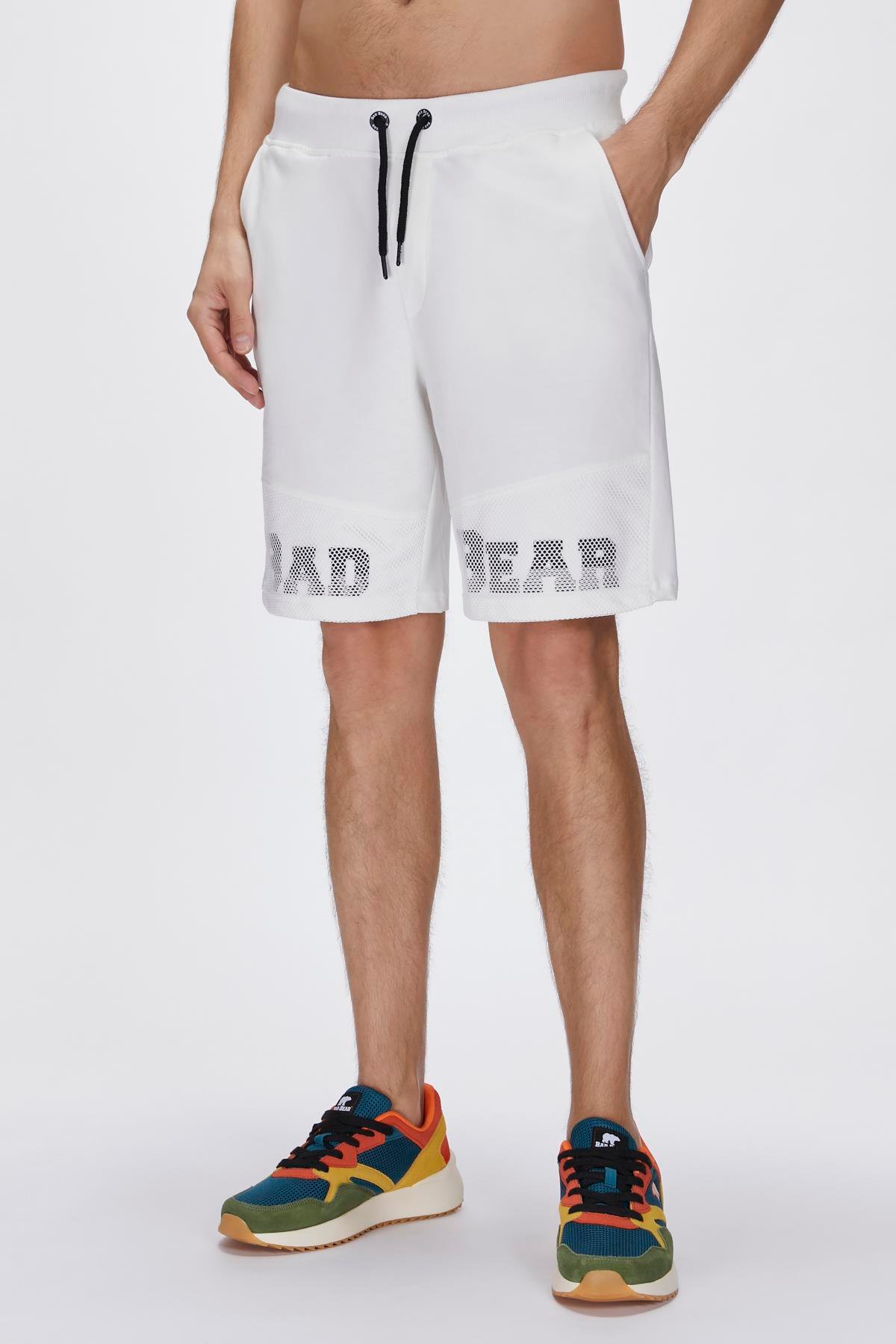 Grid Beyaz Erkek Şort