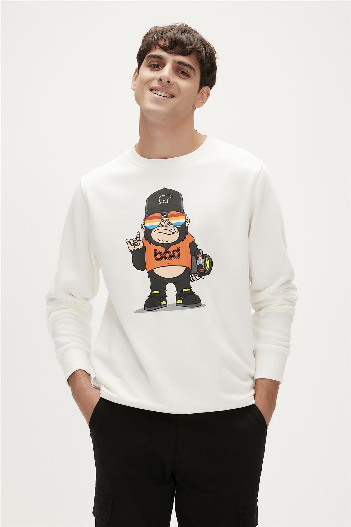 Funky Off-White Mens Crewneck Sweatshirt