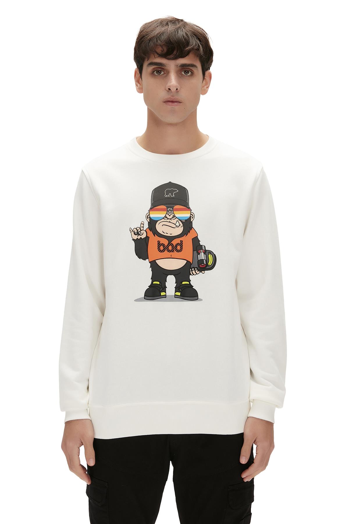 Funky Off-White Mens Crewneck Sweatshirt