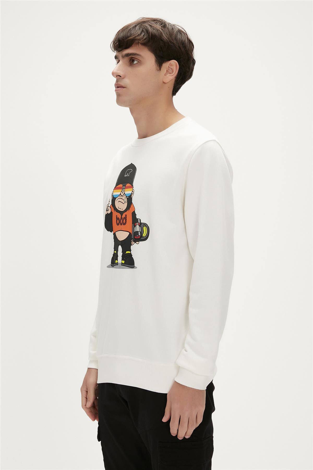 Funky Off-White Mens Crewneck Sweatshirt