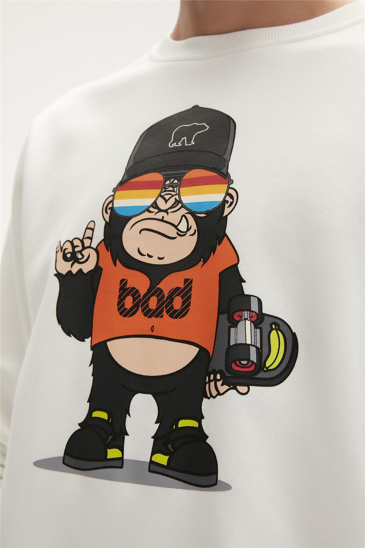 Funky Off-White Mens Crewneck Sweatshirt