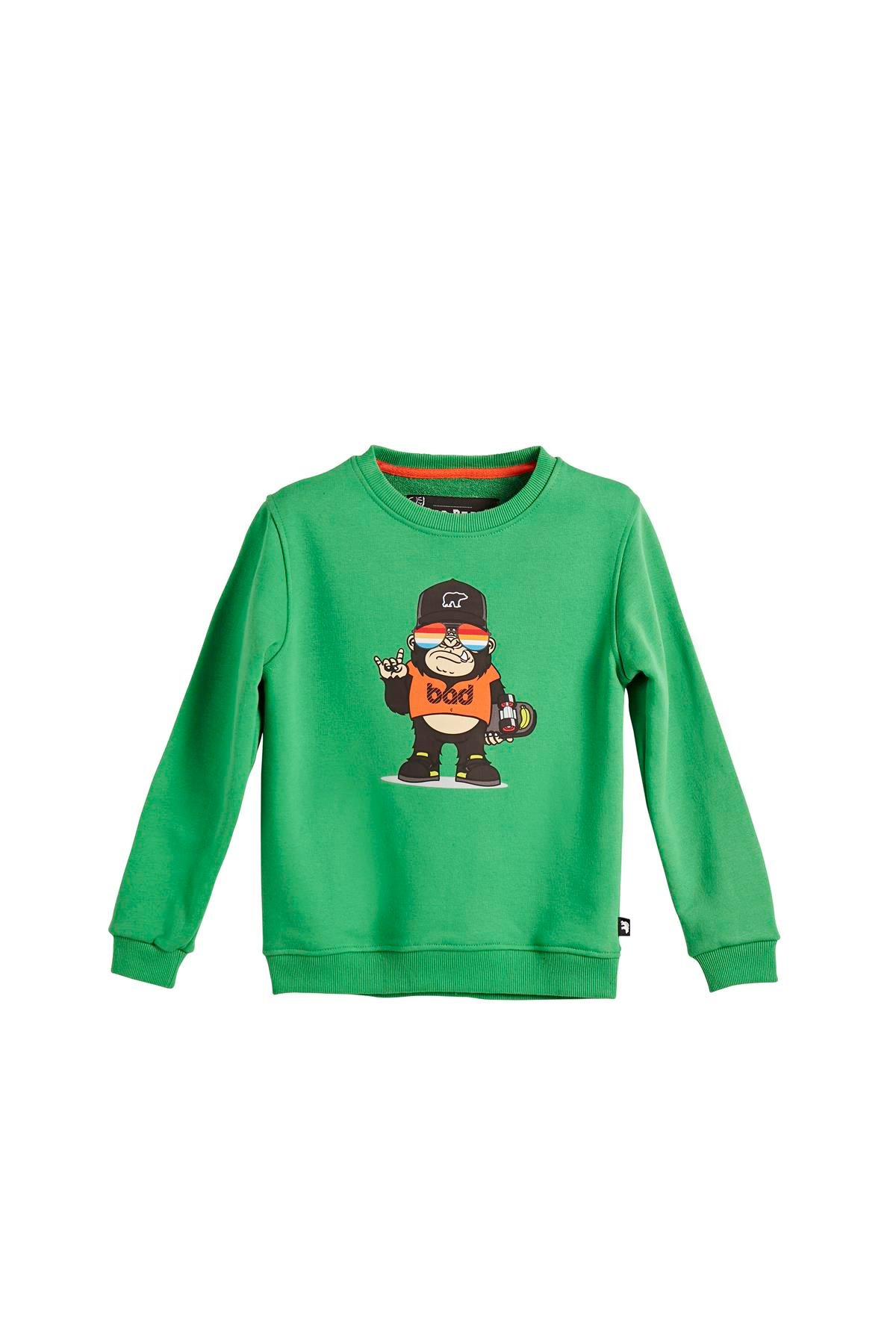 Funky Crewneck Kids Green Yeşil Baskılı Çocuk Sweatshirt